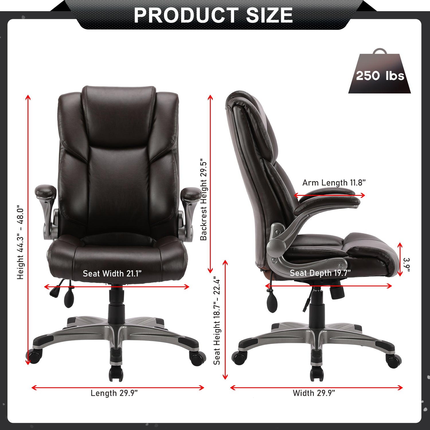COLAMY Ergonomic Office Chair 300lbs Computer Chair With Inflatable Lumbar Support Model.2822 Cap.136kg