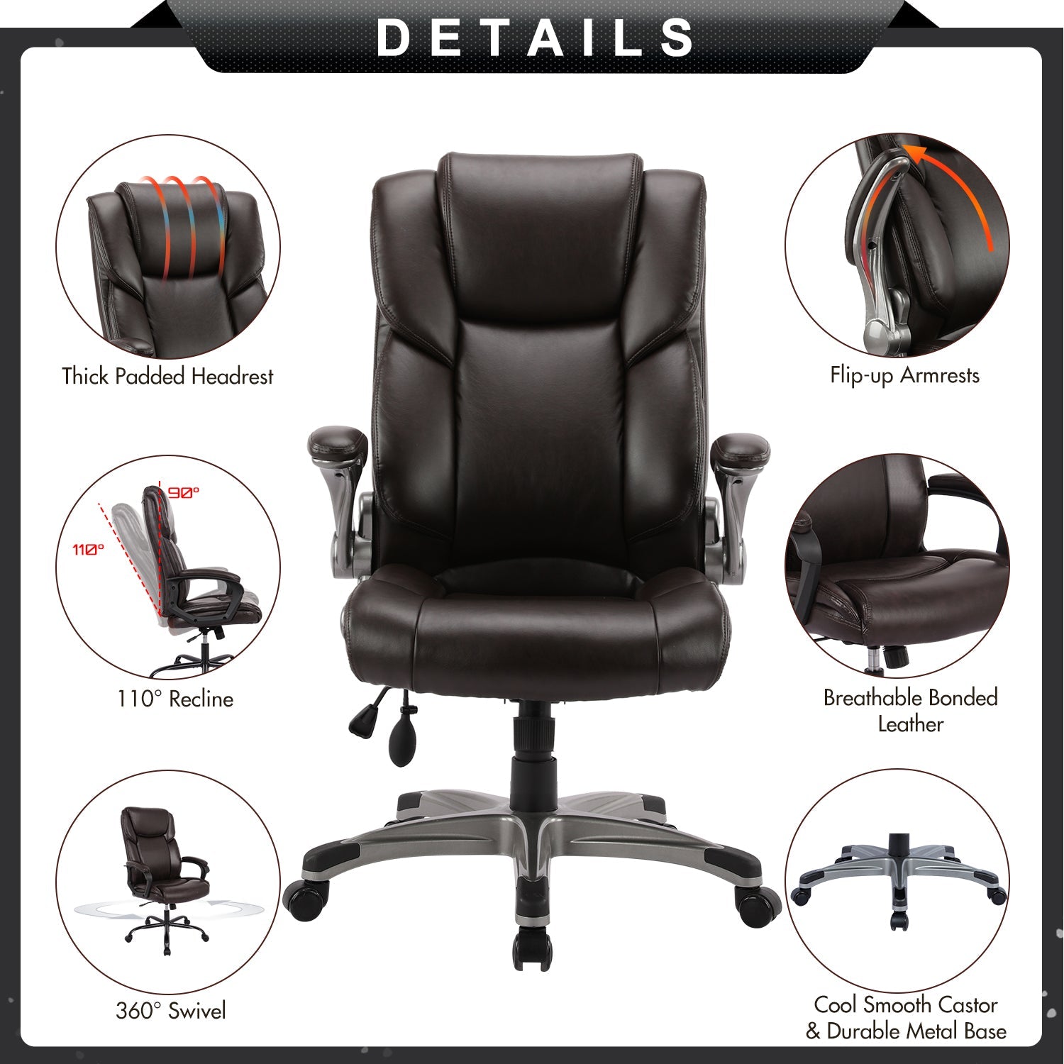COLAMY Ergonomic Office Chair 300lbs Computer Chair With Inflatable Lumbar Support Model.2822 Cap.136kg