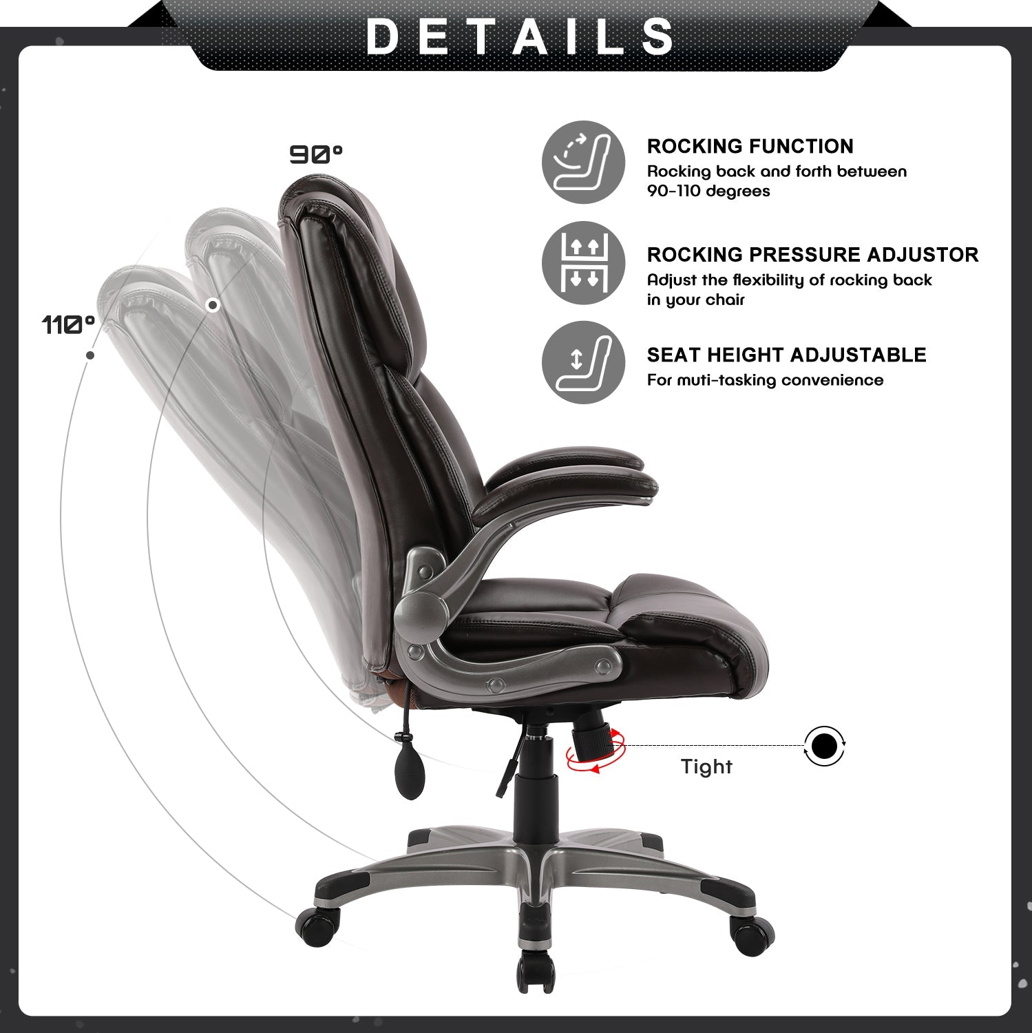 COLAMY Ergonomic Office Chair 300lbs Computer Chair With Inflatable Lumbar Support Model.2822 Cap.136kg