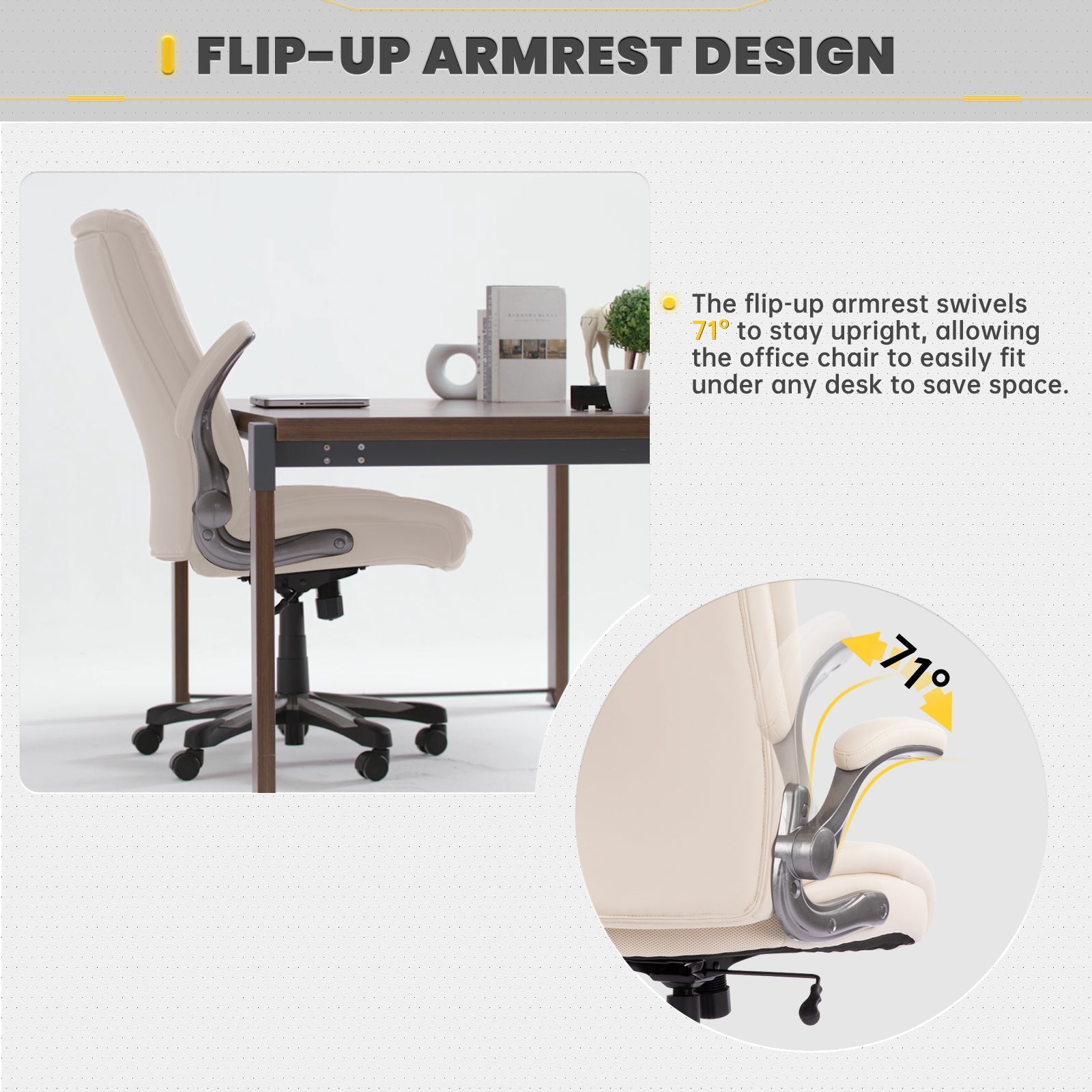 COLAMY PU Leather Big & Tall Office Chair 400lbs Computer Chair Model.5309 Cap.181kg