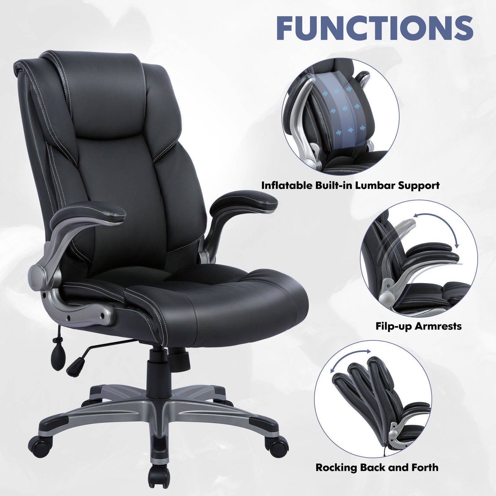 COLAMY Ergonomic Office Chair 300lbs Computer Chair With Inflatable Lumbar Support Model.2822 Cap.136kg