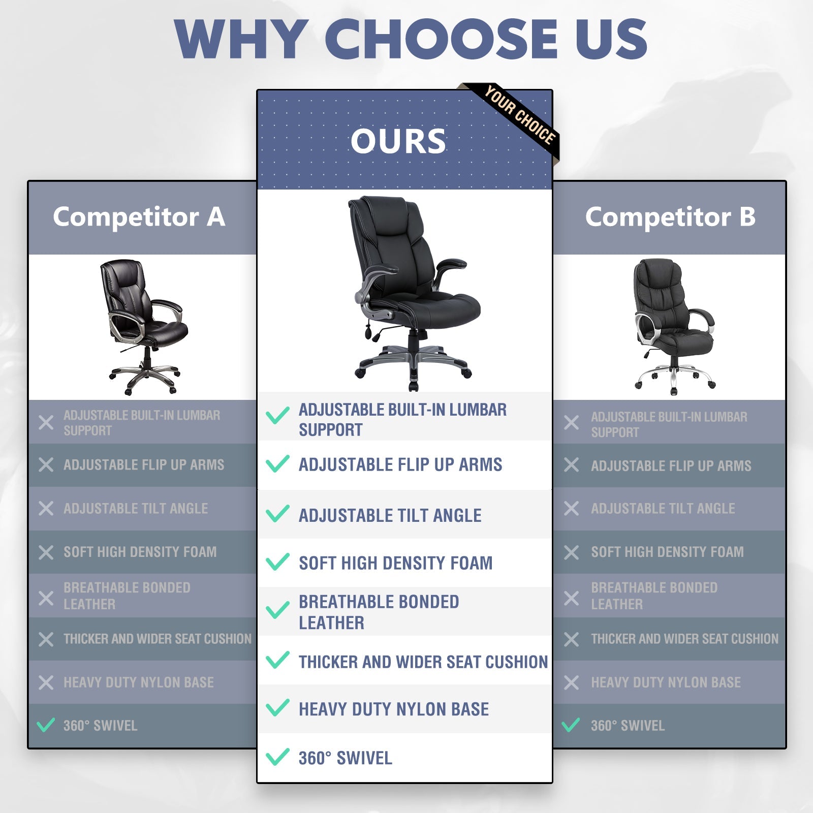 COLAMY Ergonomic Office Chair 300lbs Computer Chair With Inflatable Lumbar Support Model.2822 Cap.136kg
