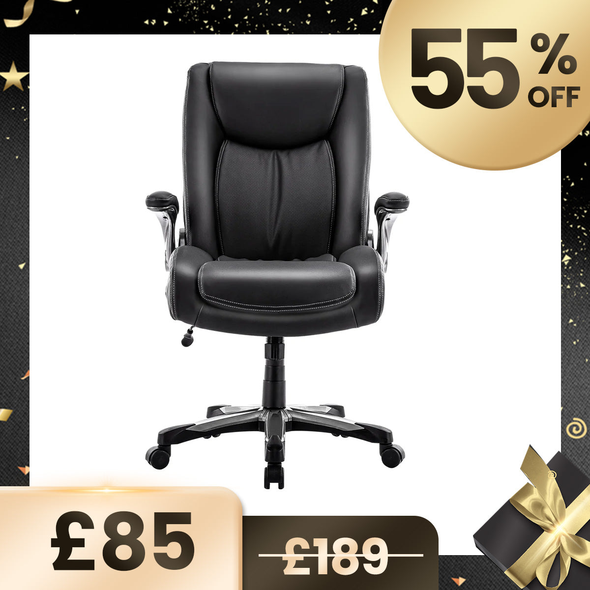 COLAMY PU Leather Big & Tall Office Chair 400lbs Computer Chair Model.5309 Cap.181kg