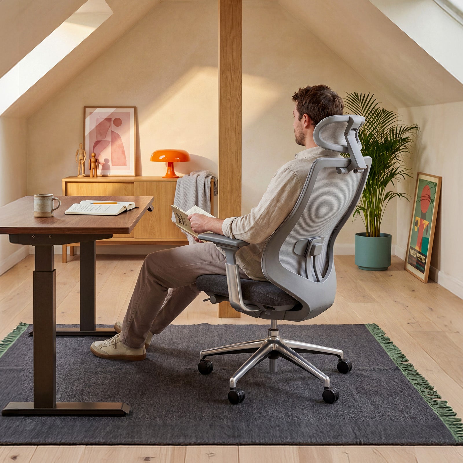 COLAMY ATLAS adjustable lumbar support office chair with headrest for comfortable seated work