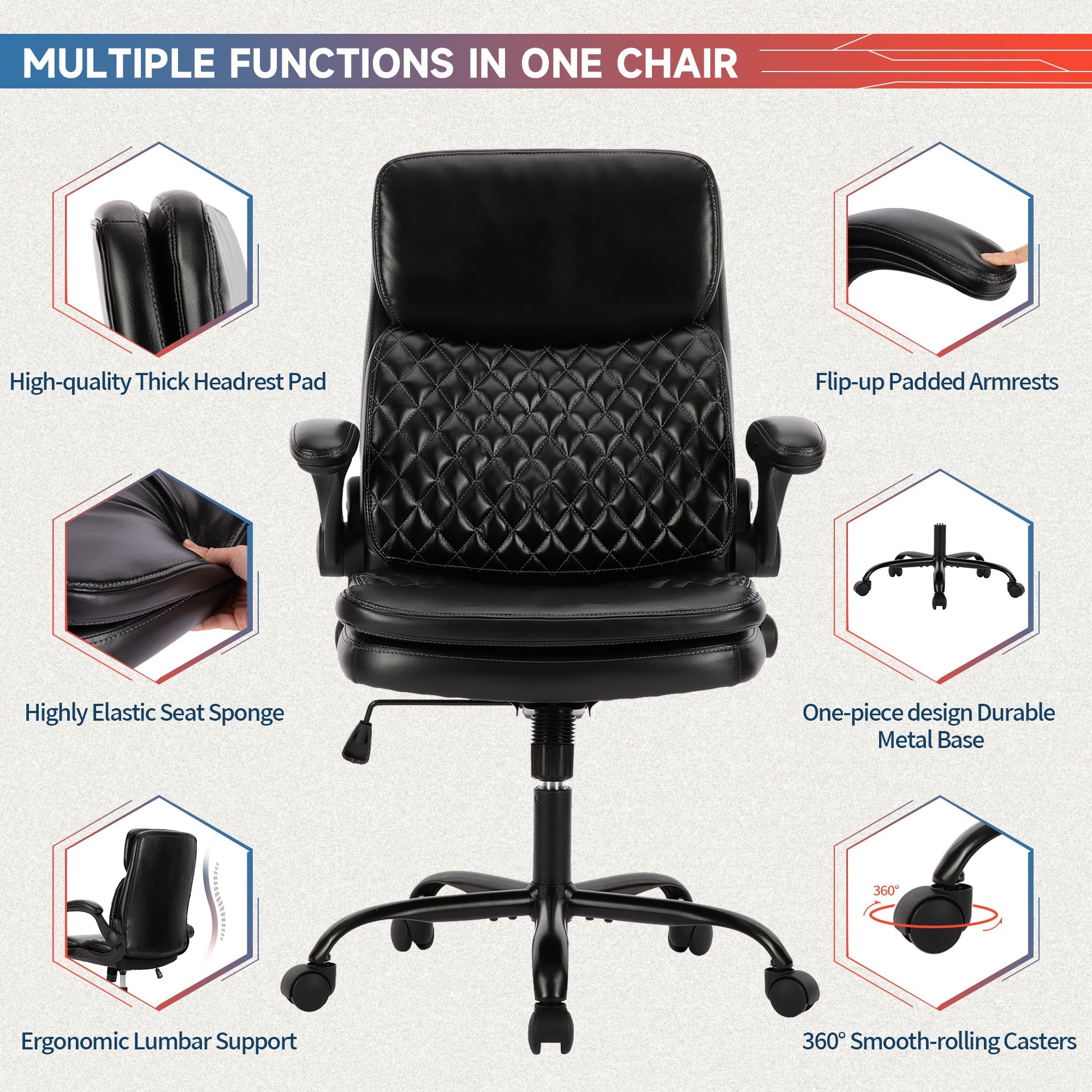 COLAMY Faux Leather Office Chair