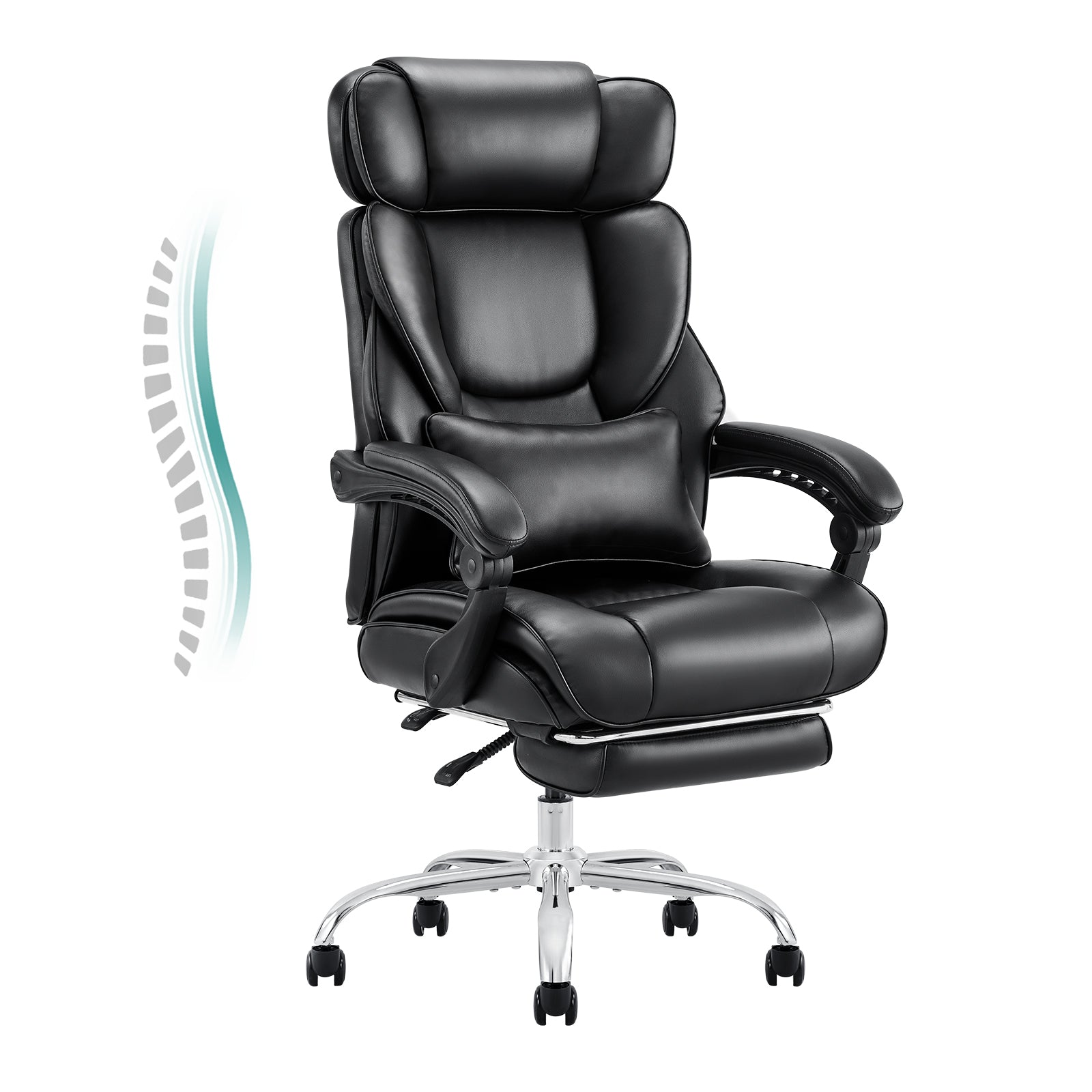 COLAMY Leather 300lbs Office Chair Reclining Gaming Chair with Footrest Model.6754