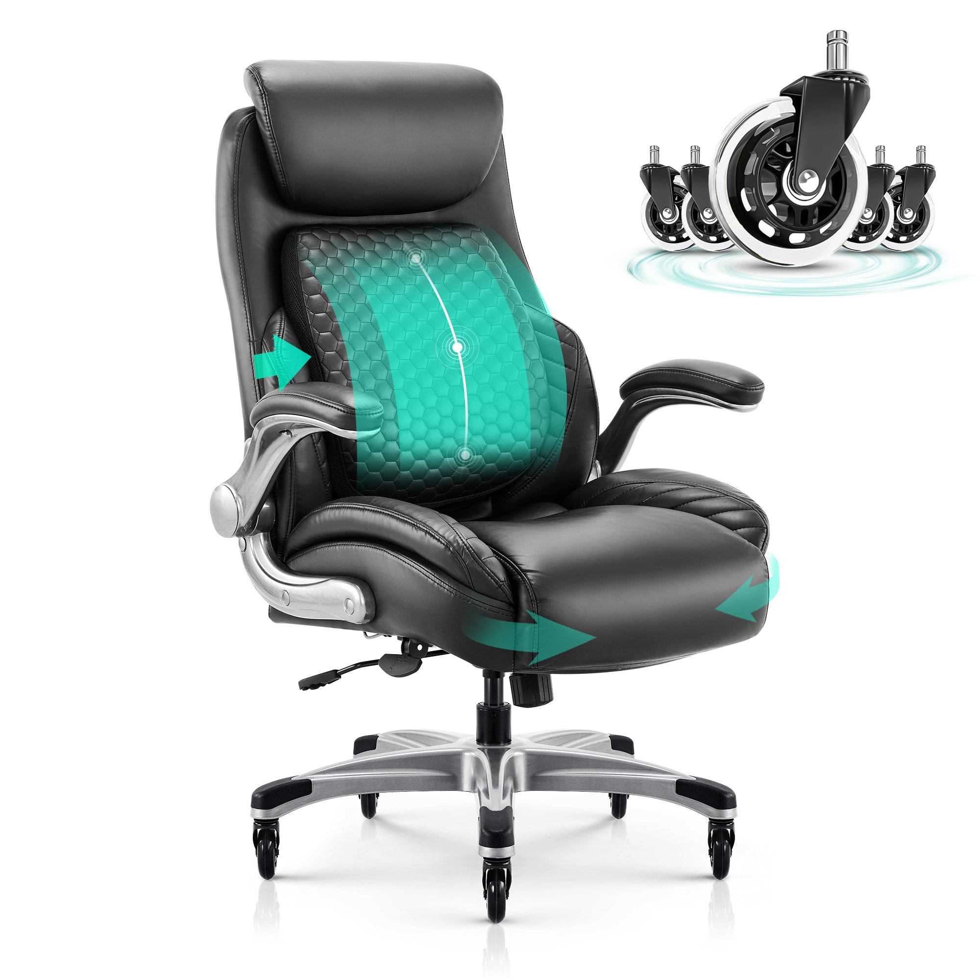 COLAMY Leather Office Chair with Built-in Lumbar Support Model.5276