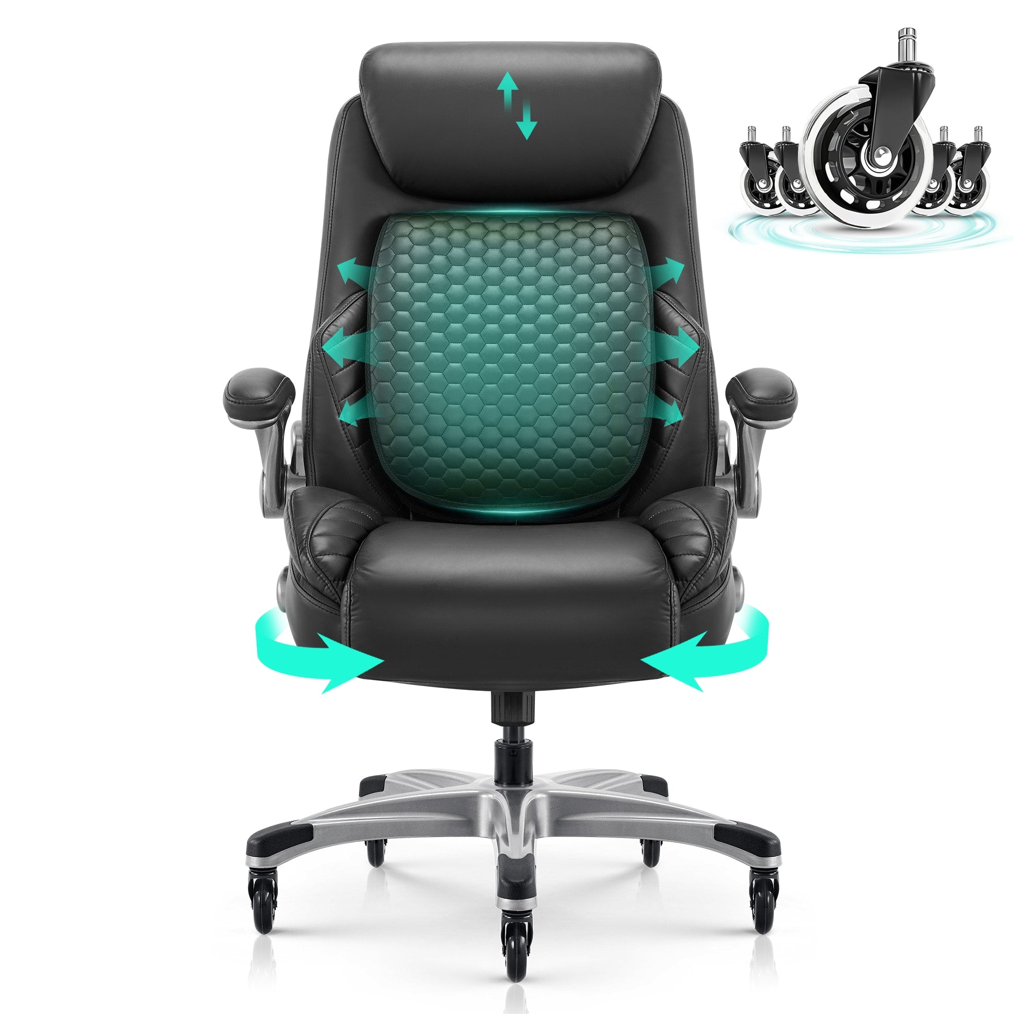 COLAMY Leather Office Chair with Built-in Lumbar Support Model.5276