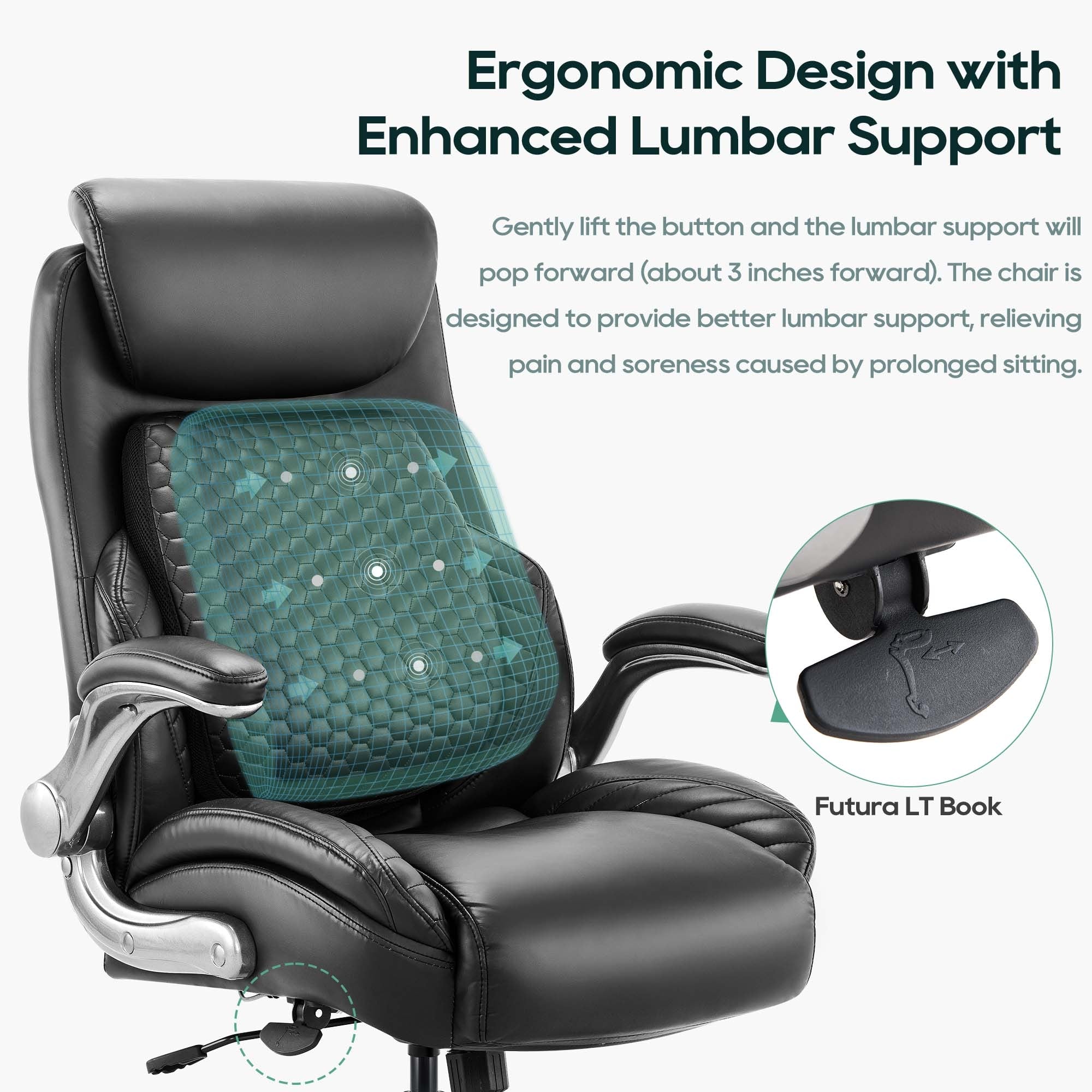 COLAMY Leather Office Chair with Built-in Lumbar Support Model.5276