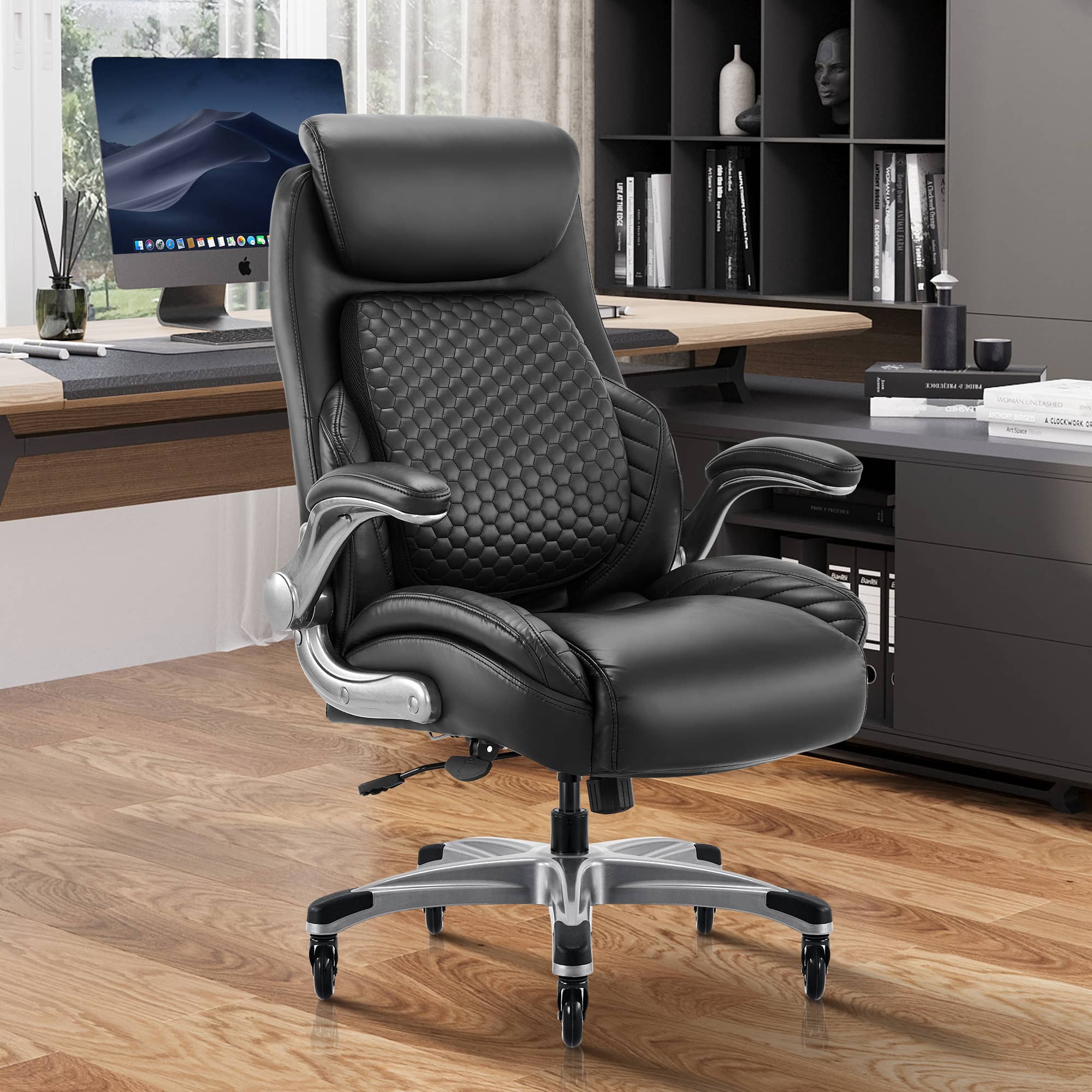 COLAMY Leather Office Chair with Built-in Lumbar Support Model.5276