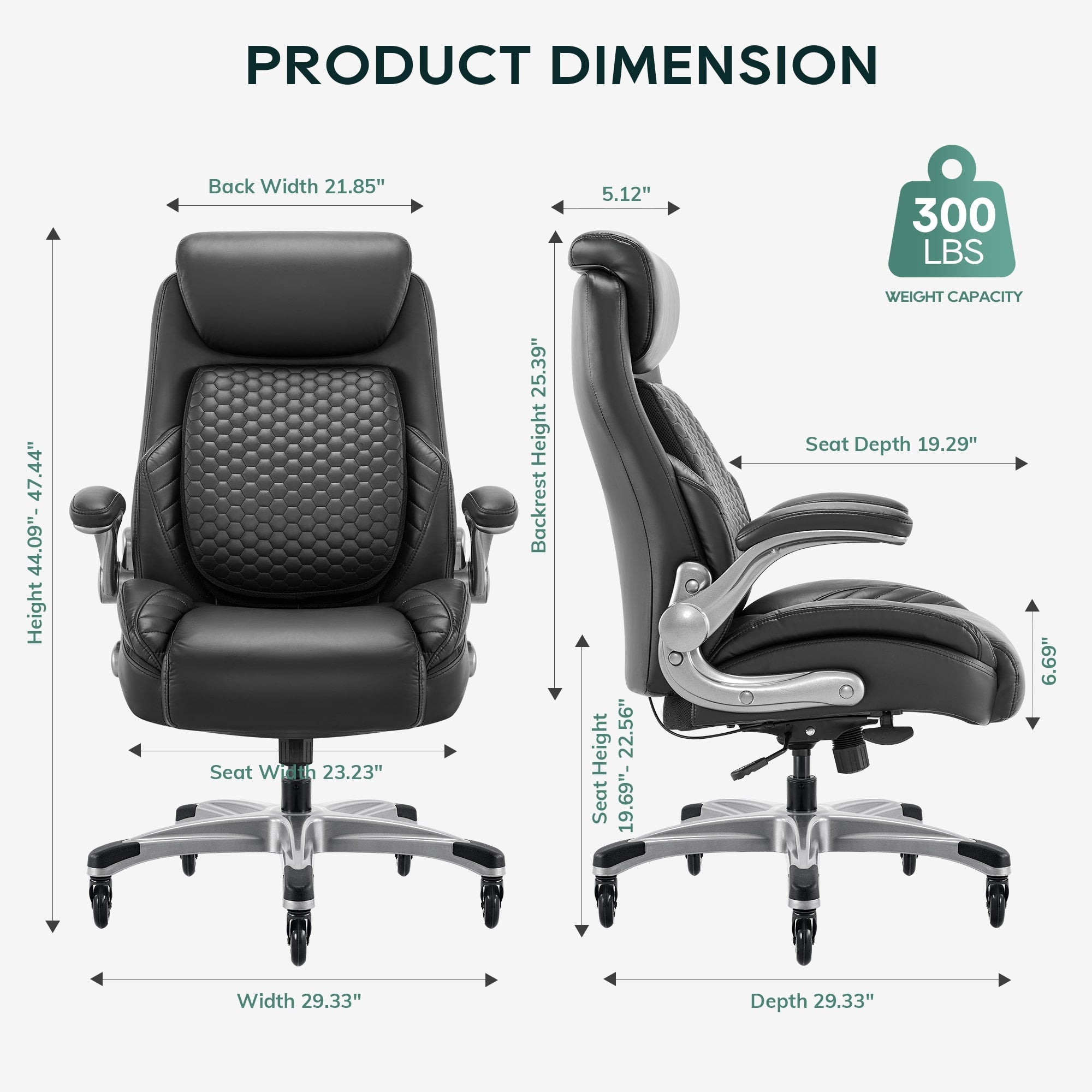 COLAMY Leather Office Chair with Built-in Lumbar Support Model.5276