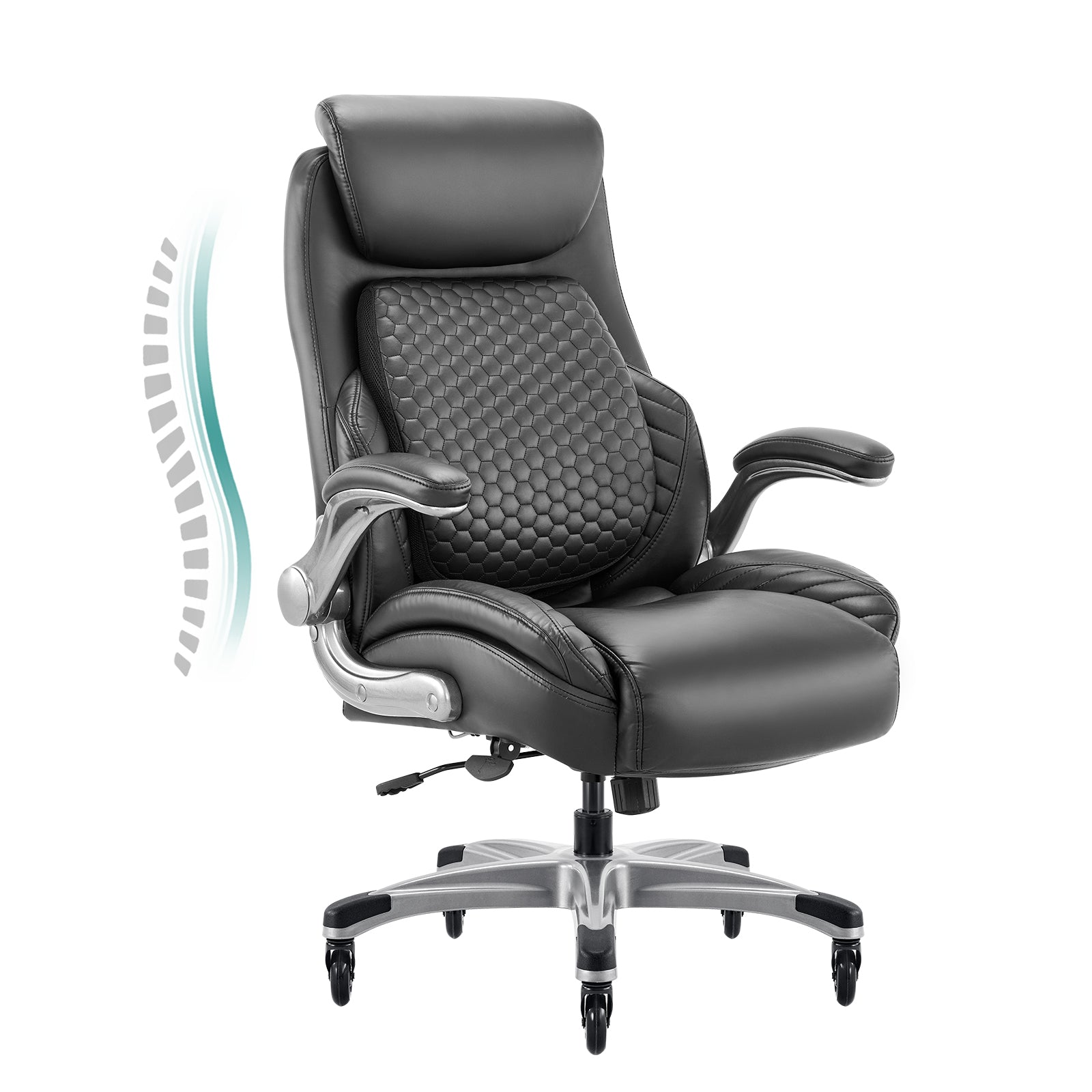 COLAMY Leather Office Chair with Built-in Lumbar Support Model.5276