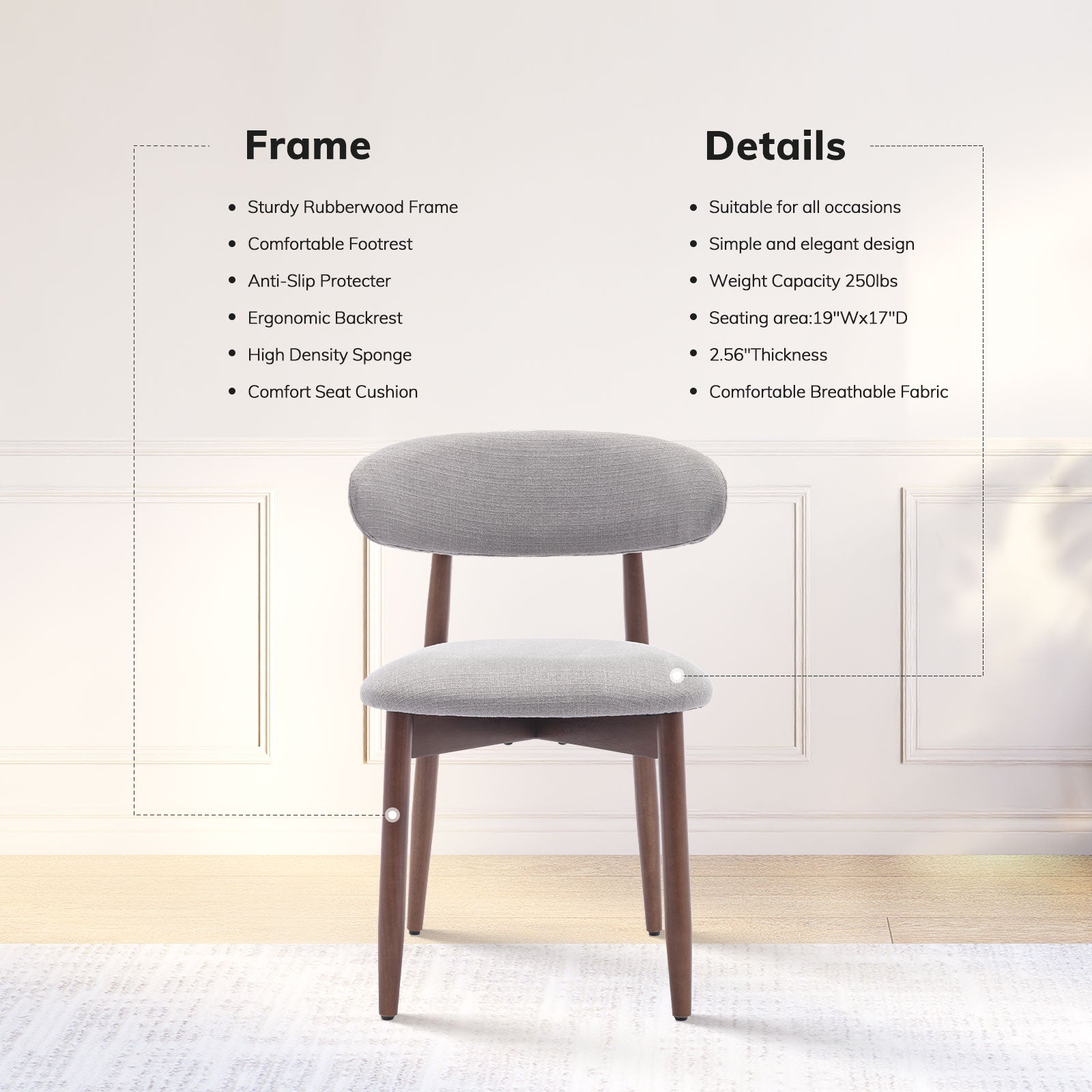 COLAMY NOYA Mid-Century Modern Dining Chair