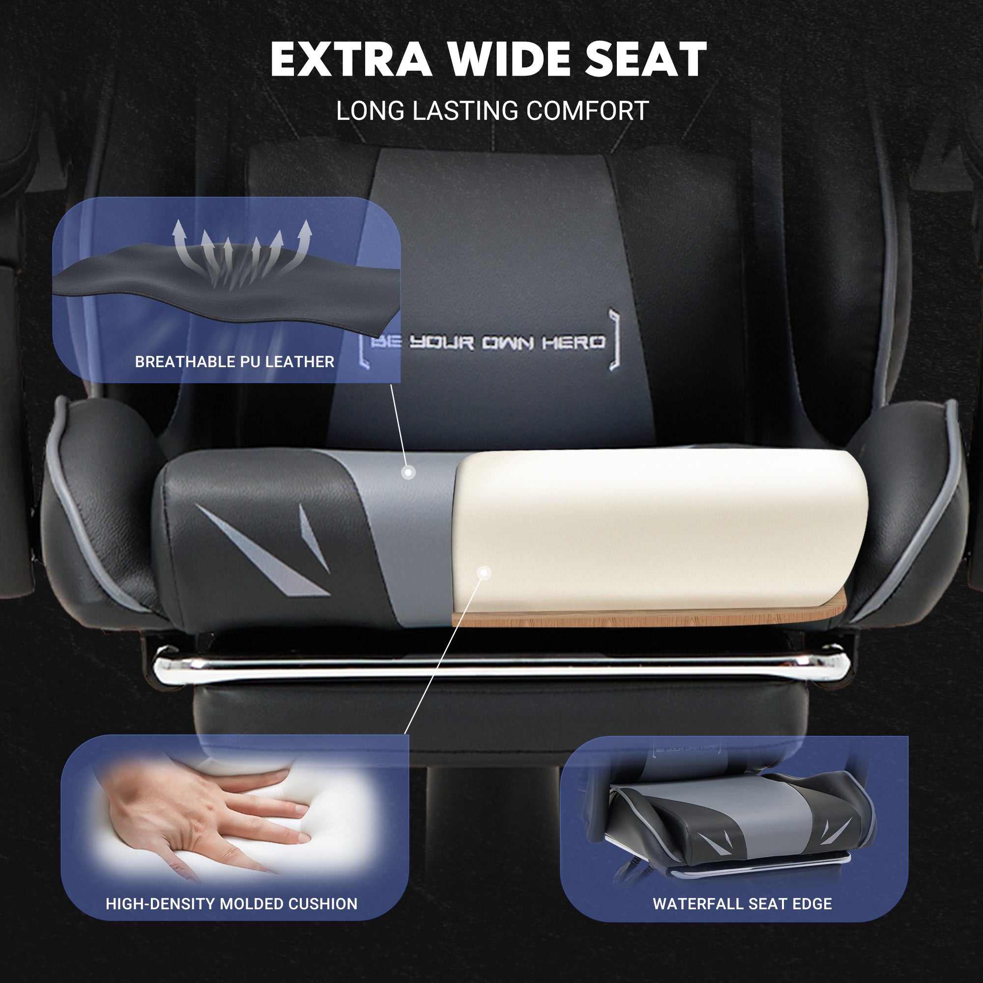 COLAMY PU Leather Gaming Chair Cap.300 Model.6703