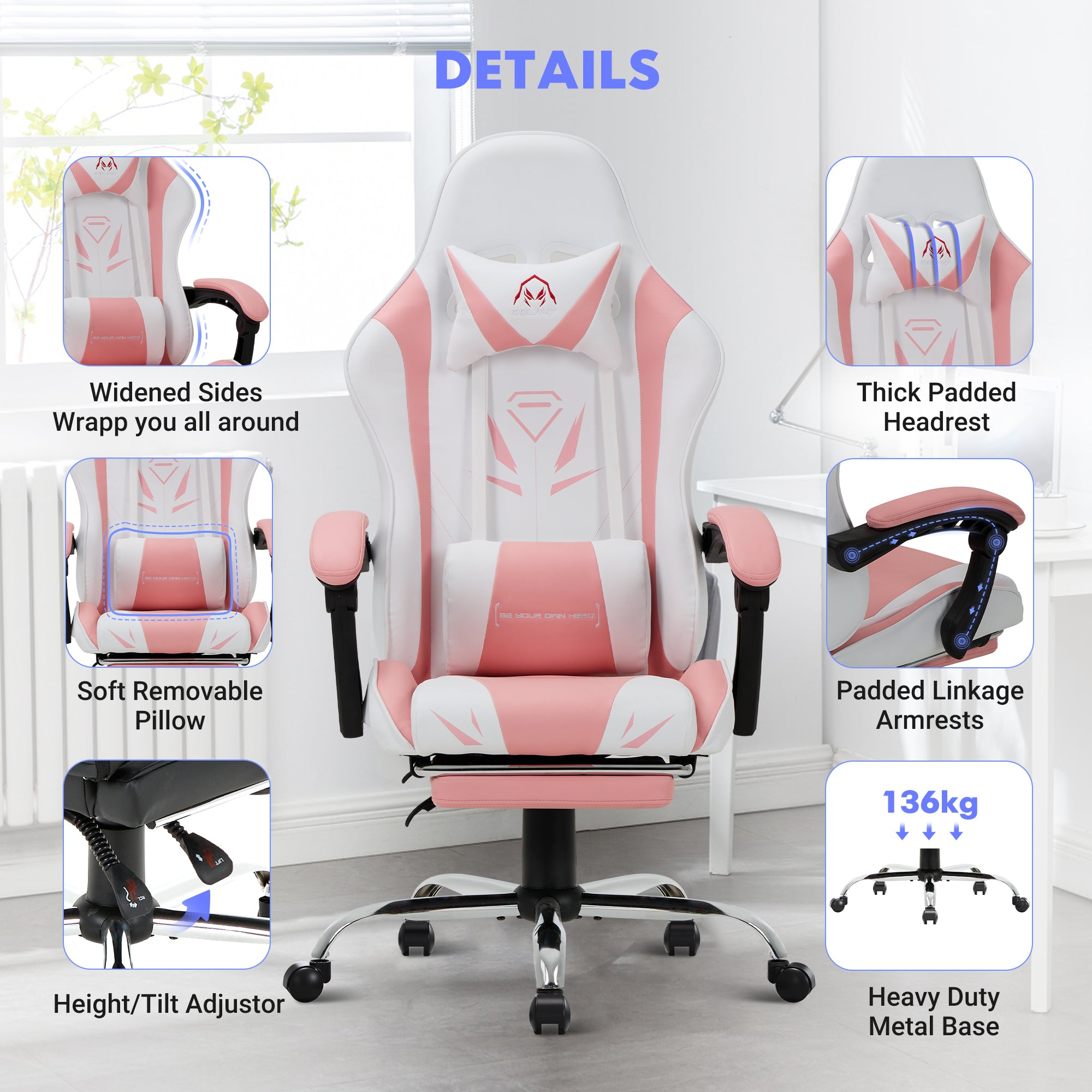 COLAMY PU Leather Gaming Chair Cap.300 Model.6703