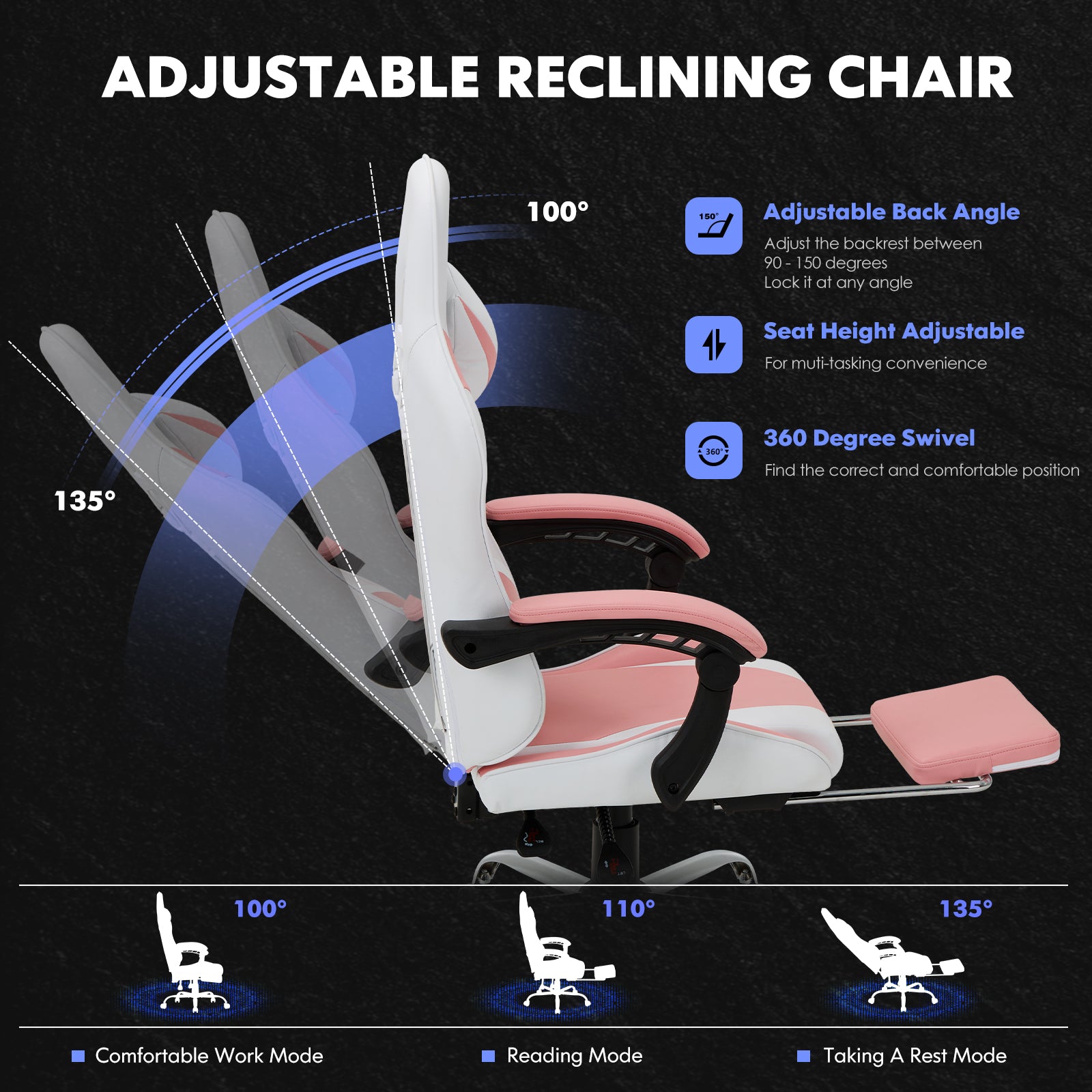 COLAMY PU Leather Gaming Chair Cap.300 Model.6703