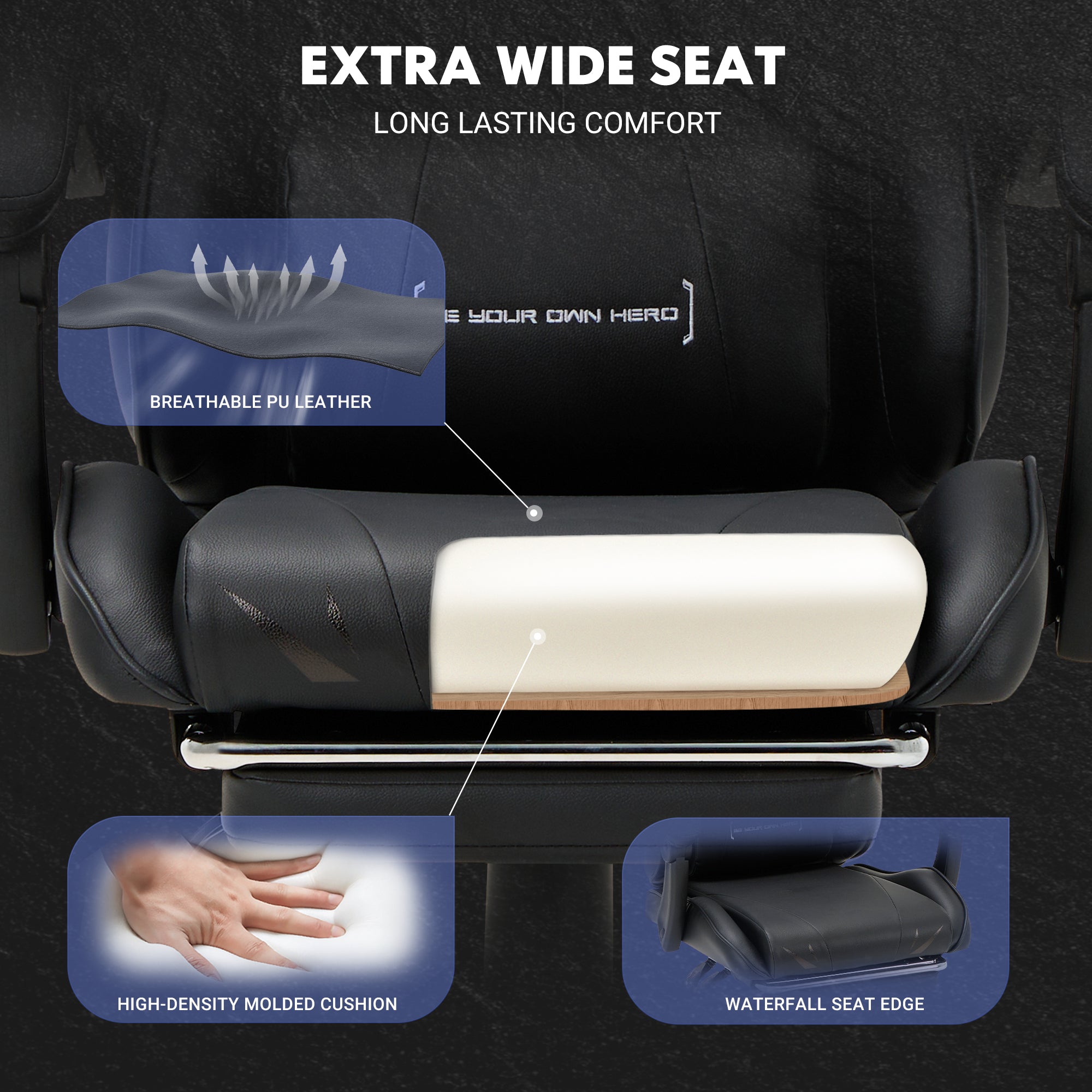 COLAMY PU Leather Gaming Chair Cap.300 Model.6703