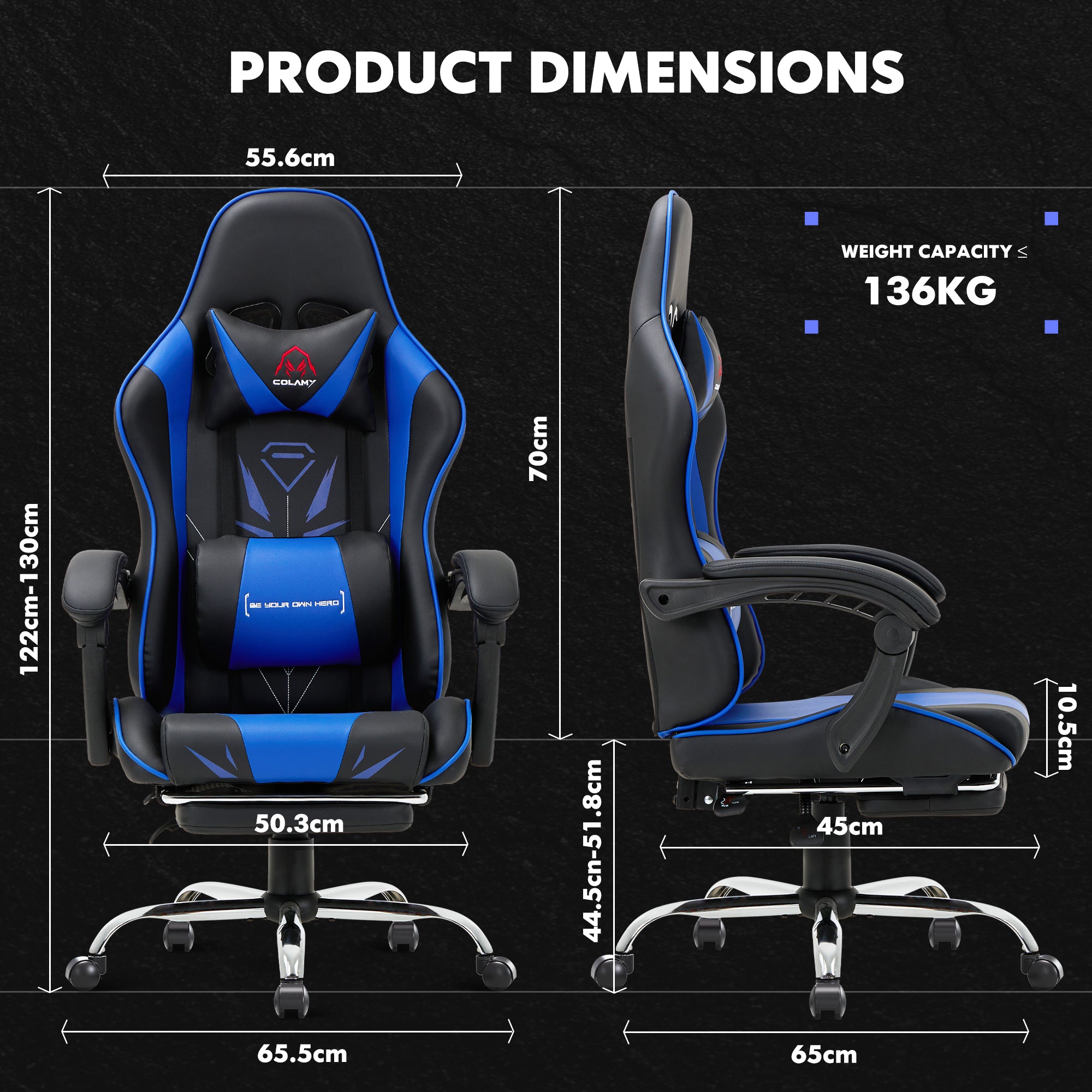 COLAMY PU Leather Gaming Chair Cap.300 Model.6703