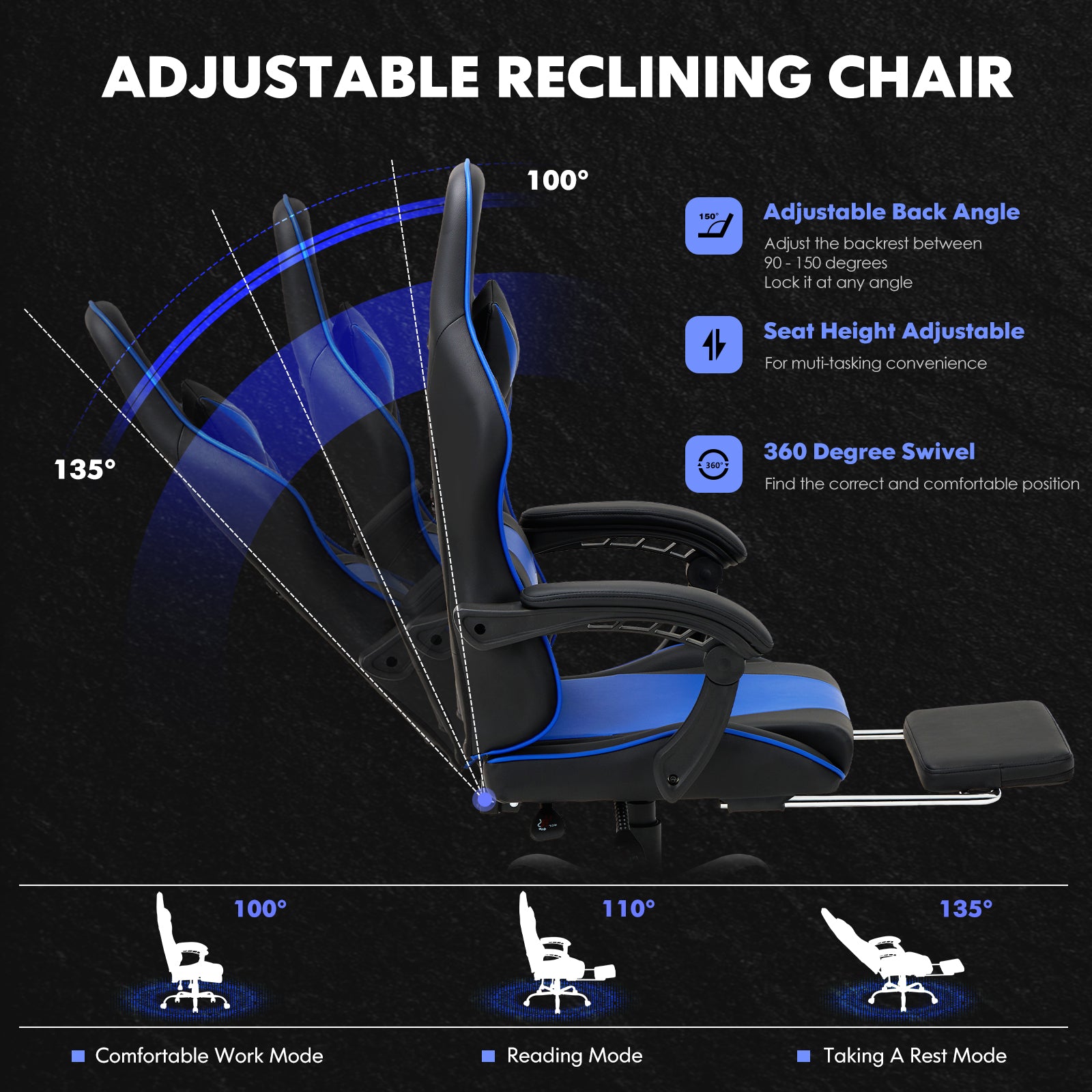 COLAMY PU Leather Gaming Chair Cap.300 Model.6703