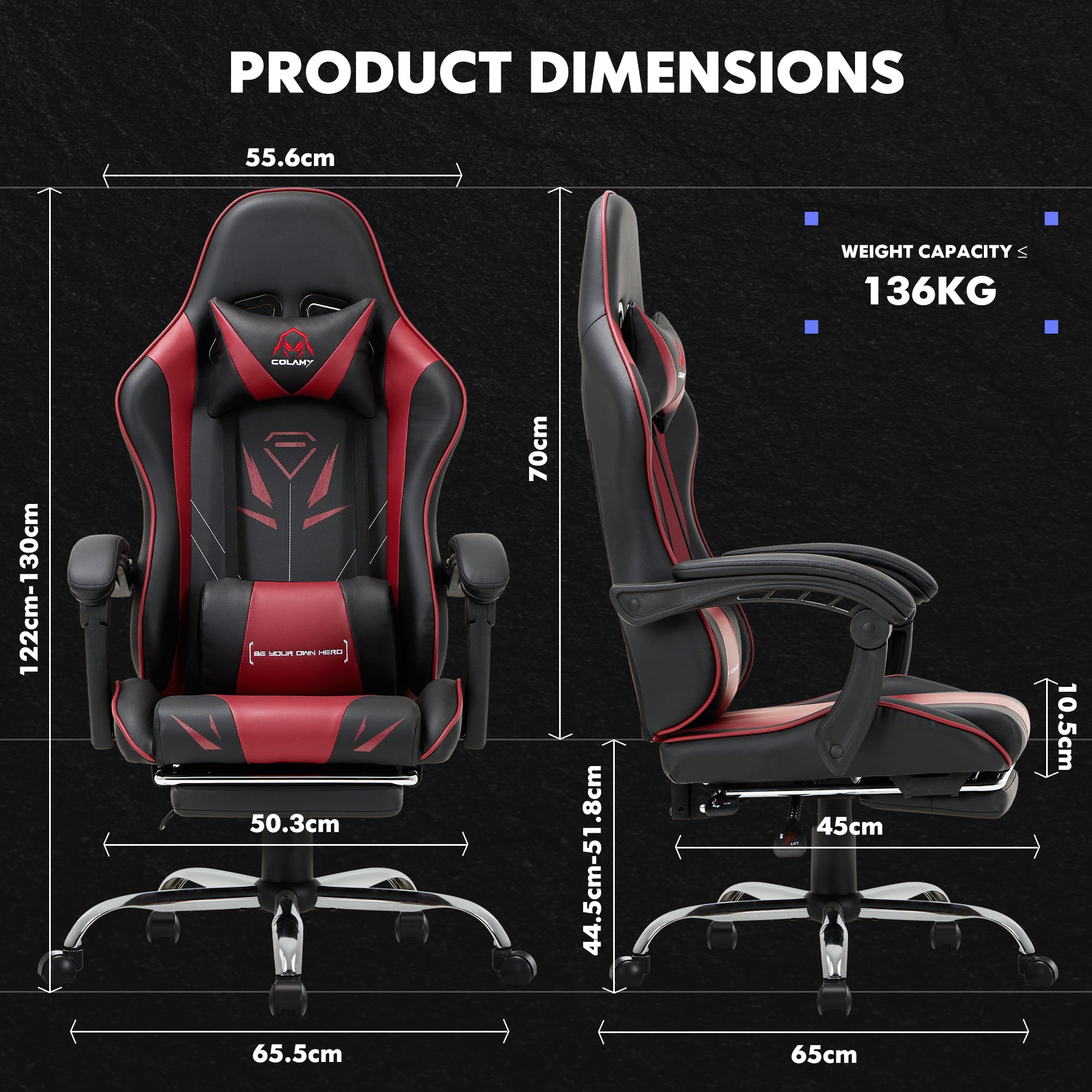 COLAMY PU Leather Gaming Chair Cap.300 Model.6703