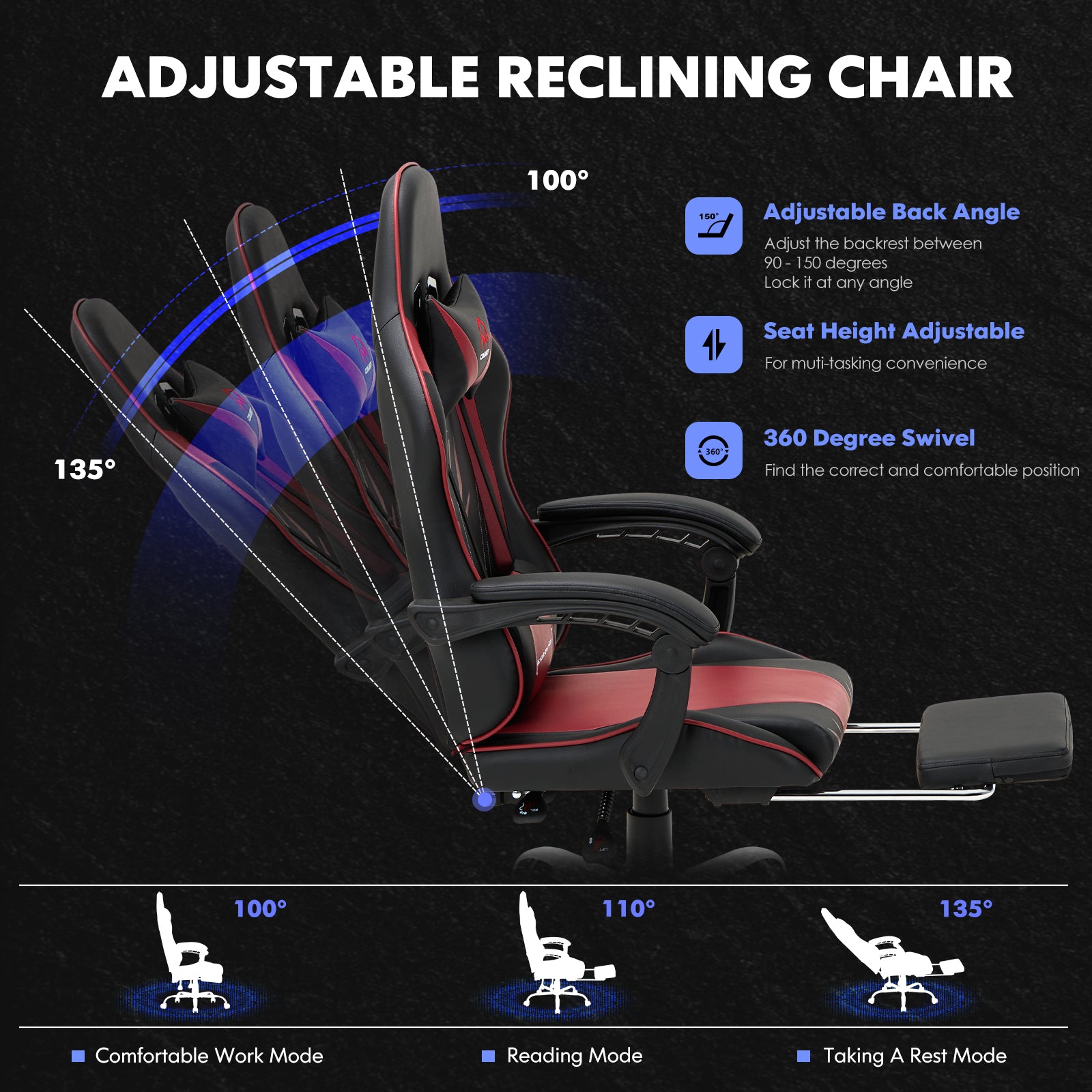 COLAMY PU Leather Gaming Chair Cap.300 Model.6703