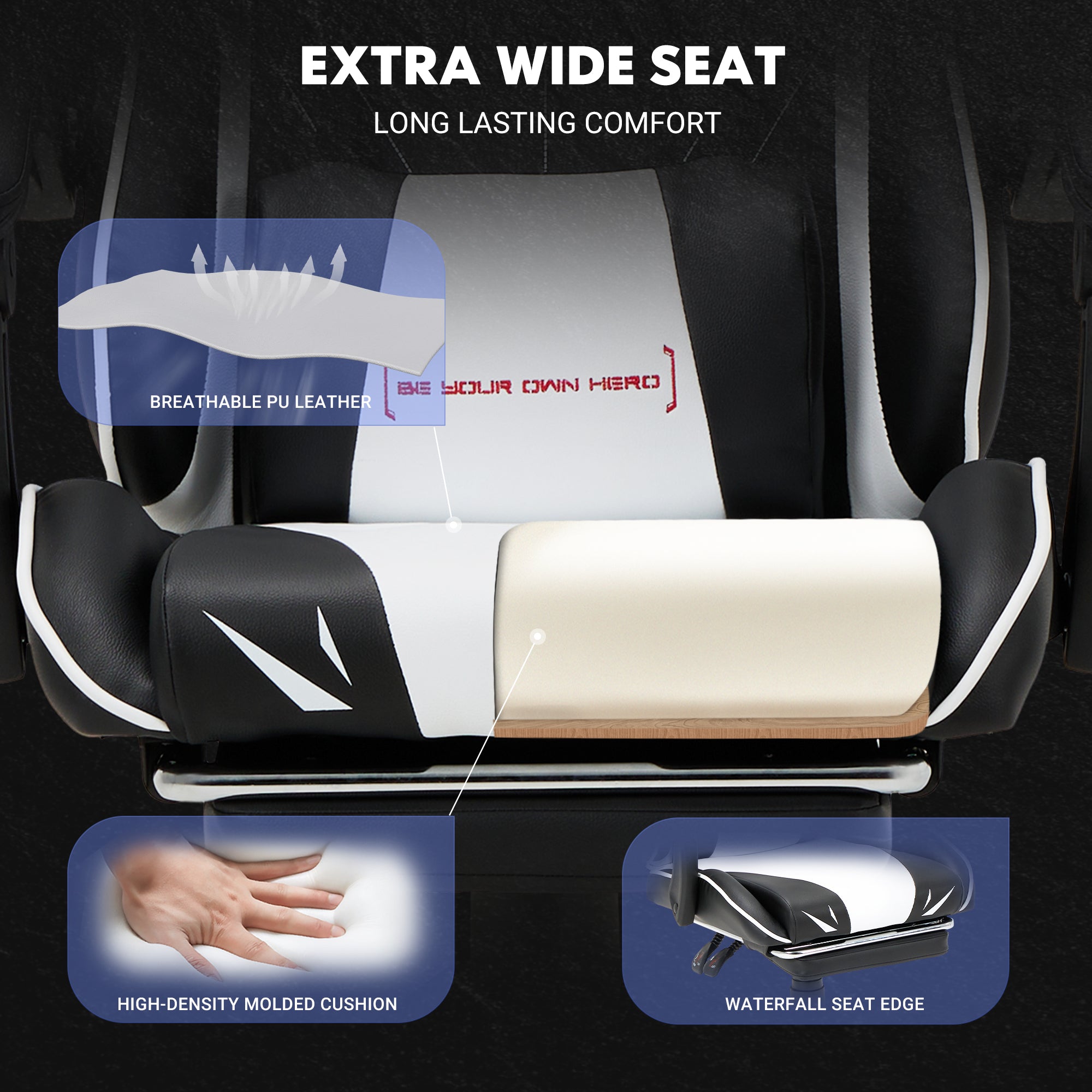 COLAMY PU Leather Gaming Chair Cap.300 Model.6703