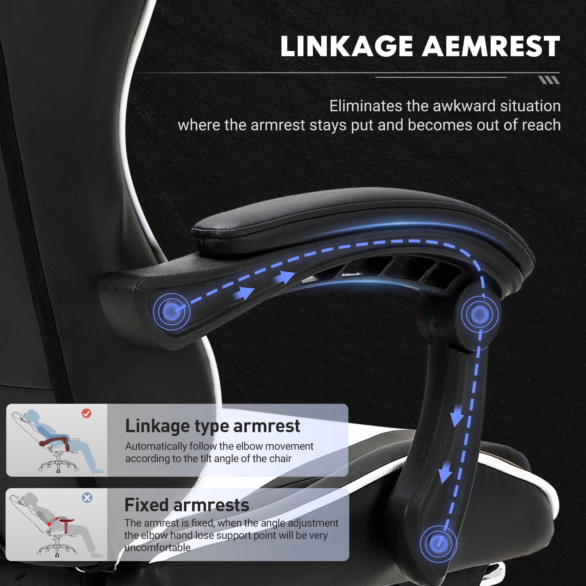 COLAMY PU Leather Gaming Chair Cap.300 Model.6703