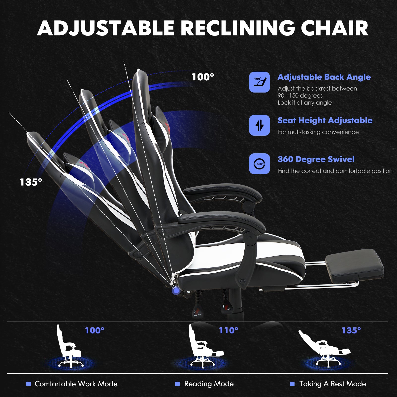 COLAMY PU Leather Gaming Chair Cap.300 Model.6703