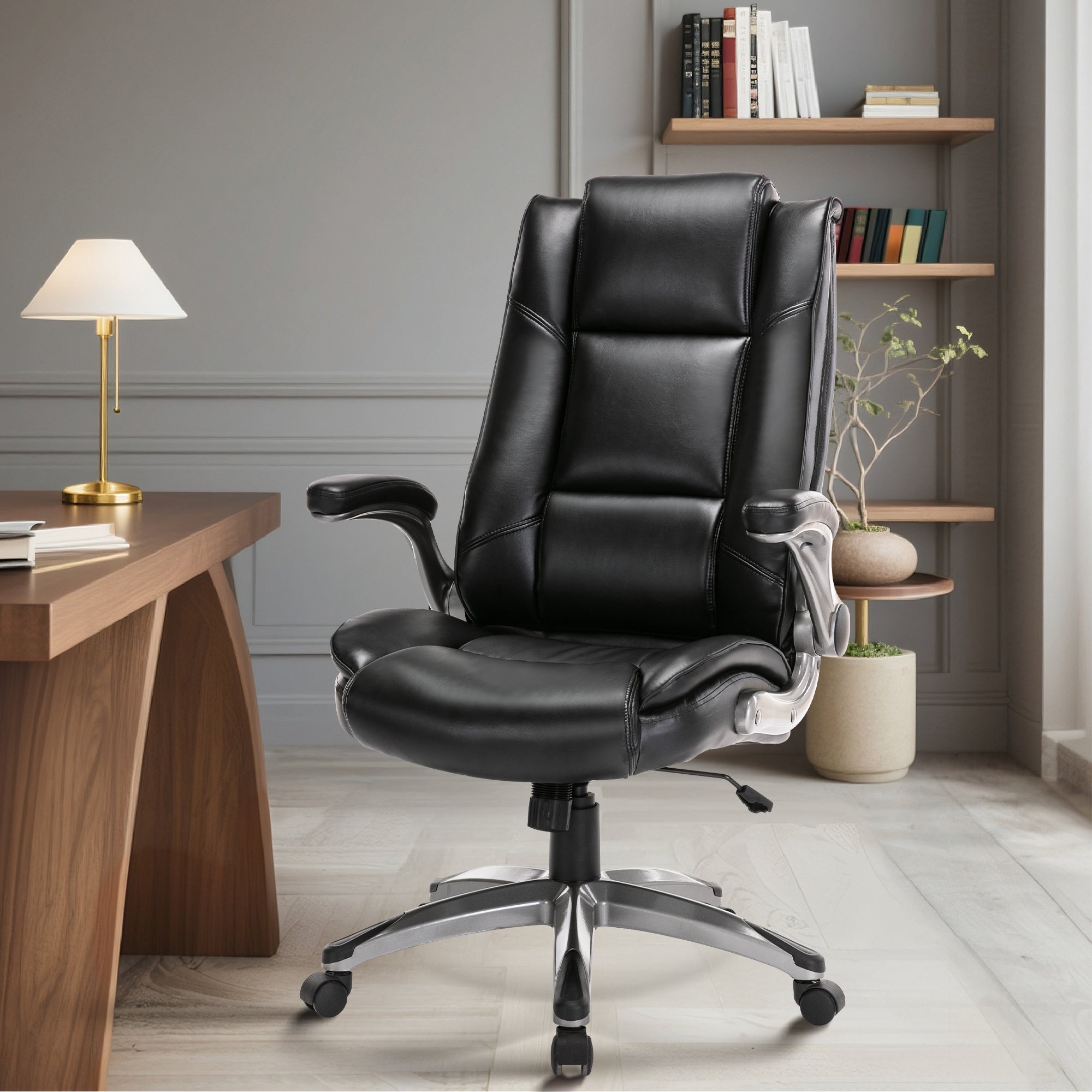 COLAMY 300LBS Ergonomic Leather Office Chair with Flip-up Armrests Model 2199