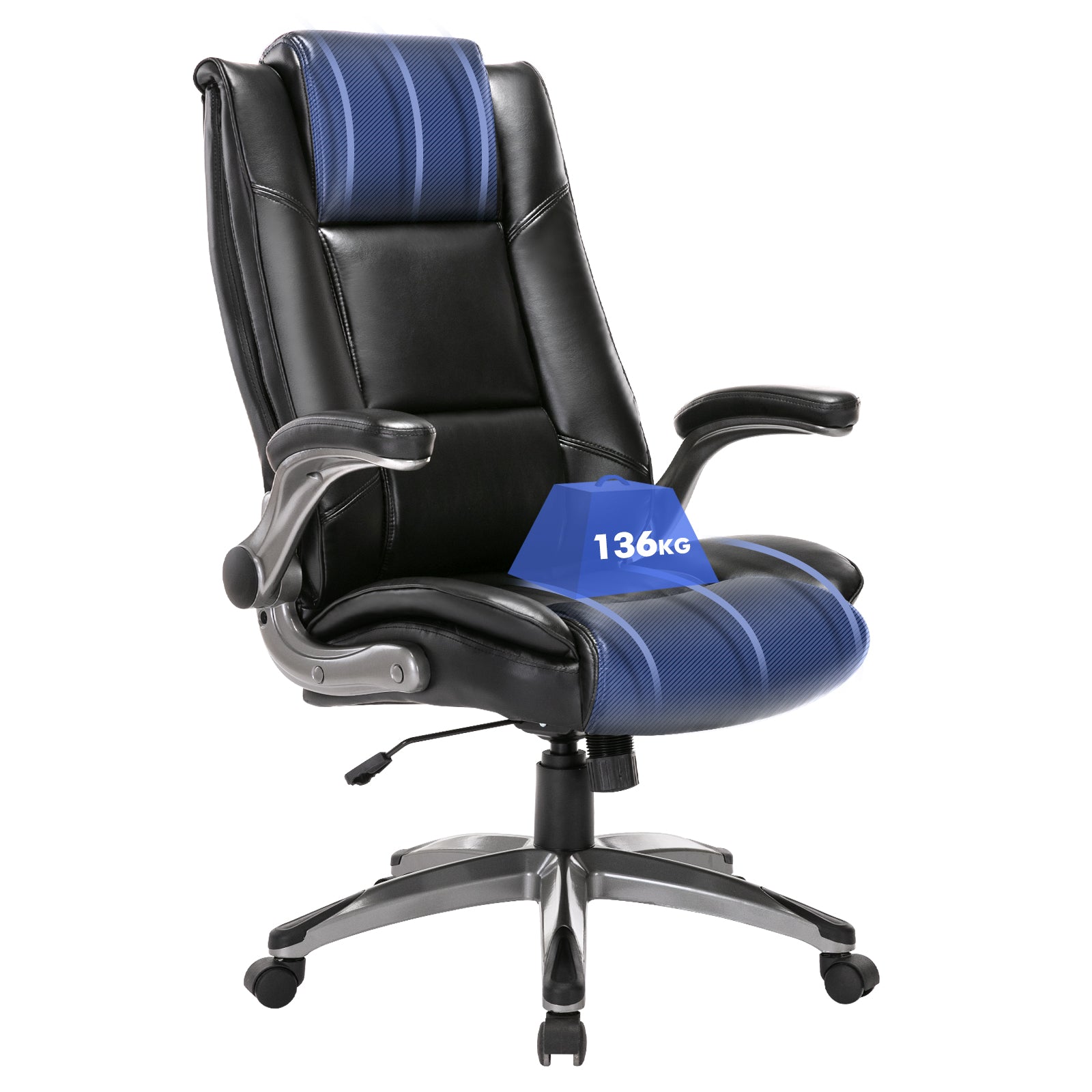 COLAMY 300LBS Ergonomic Leather Office Chair with Flip-up Armrests Model 2199