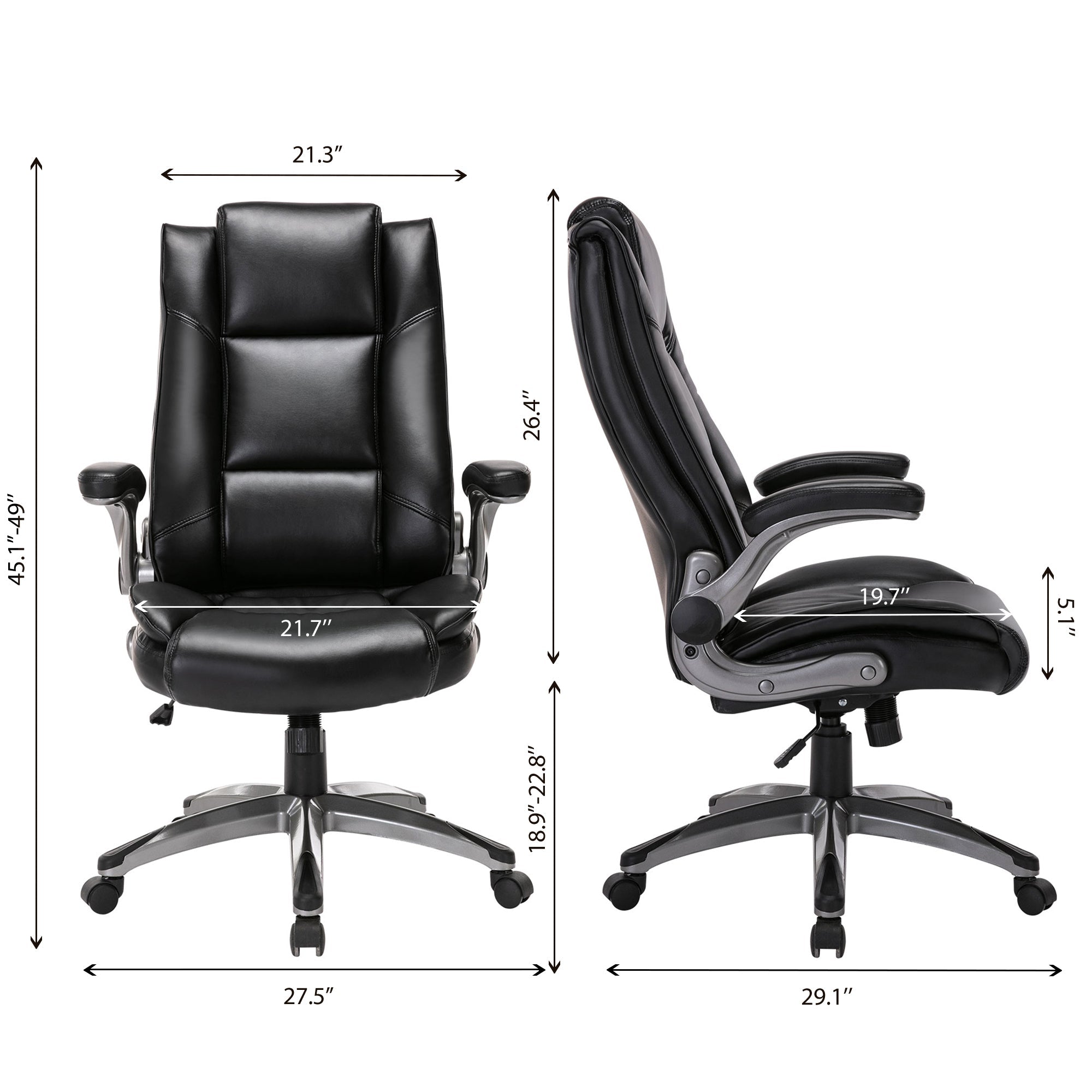 COLAMY 300LBS Ergonomic Leather Office Chair with Flip-up Armrests Model 2199