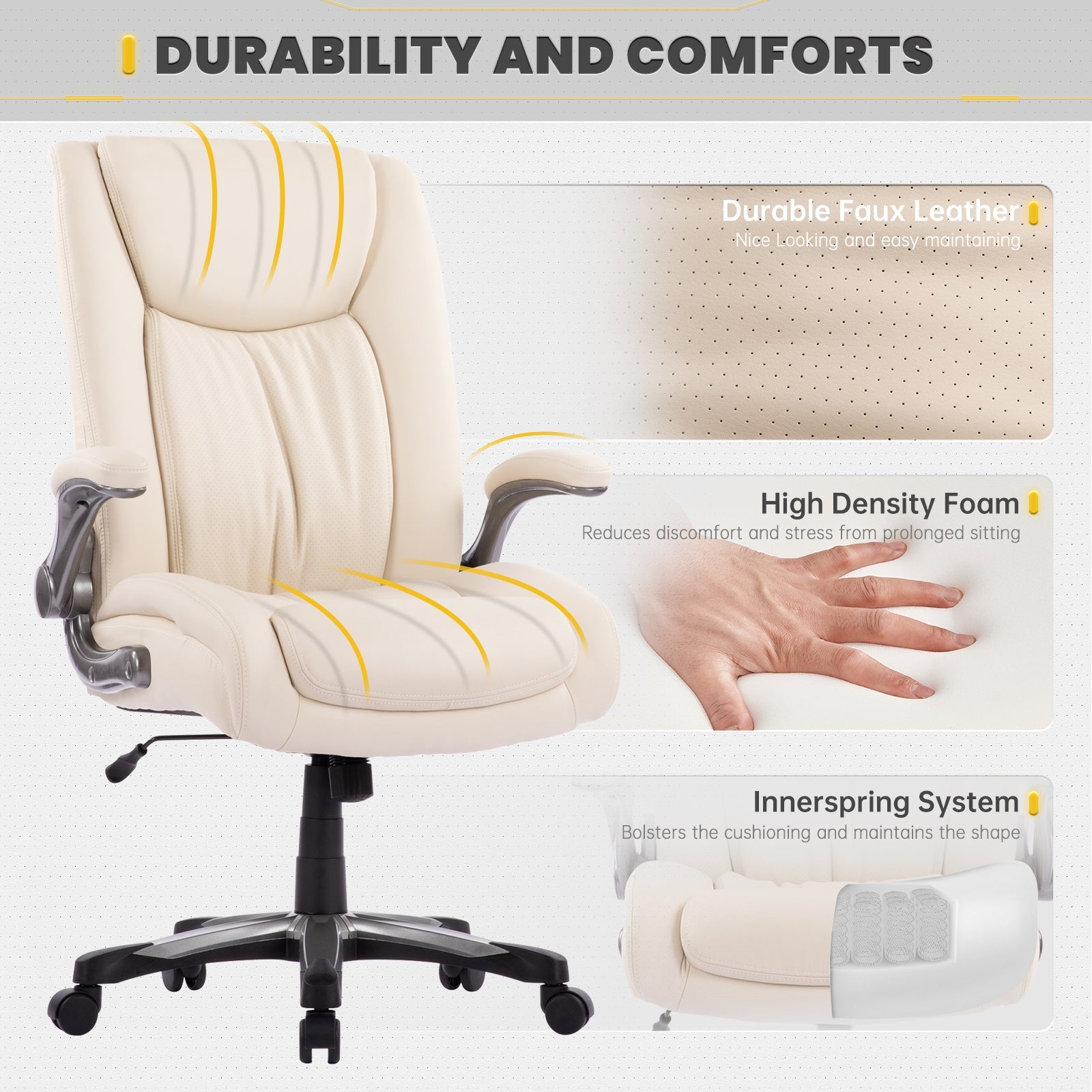 COLAMY PU Leather Big & Tall Office Chair 400lbs Computer Chair Model.5309 Cap.181kg