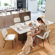 COLAMY Modern Upholstered Curved Back Dining Chair Stylish Kitchen Chairs