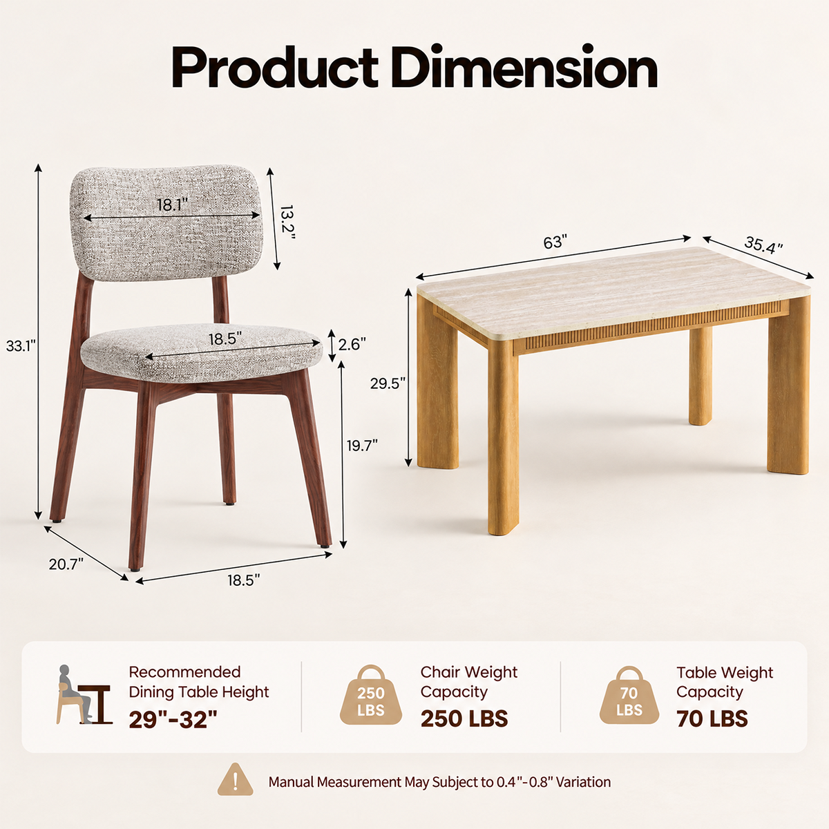 COLAMY VERSE 63" Dining Table with HALO Prime Dining Chairs Set for 4-6