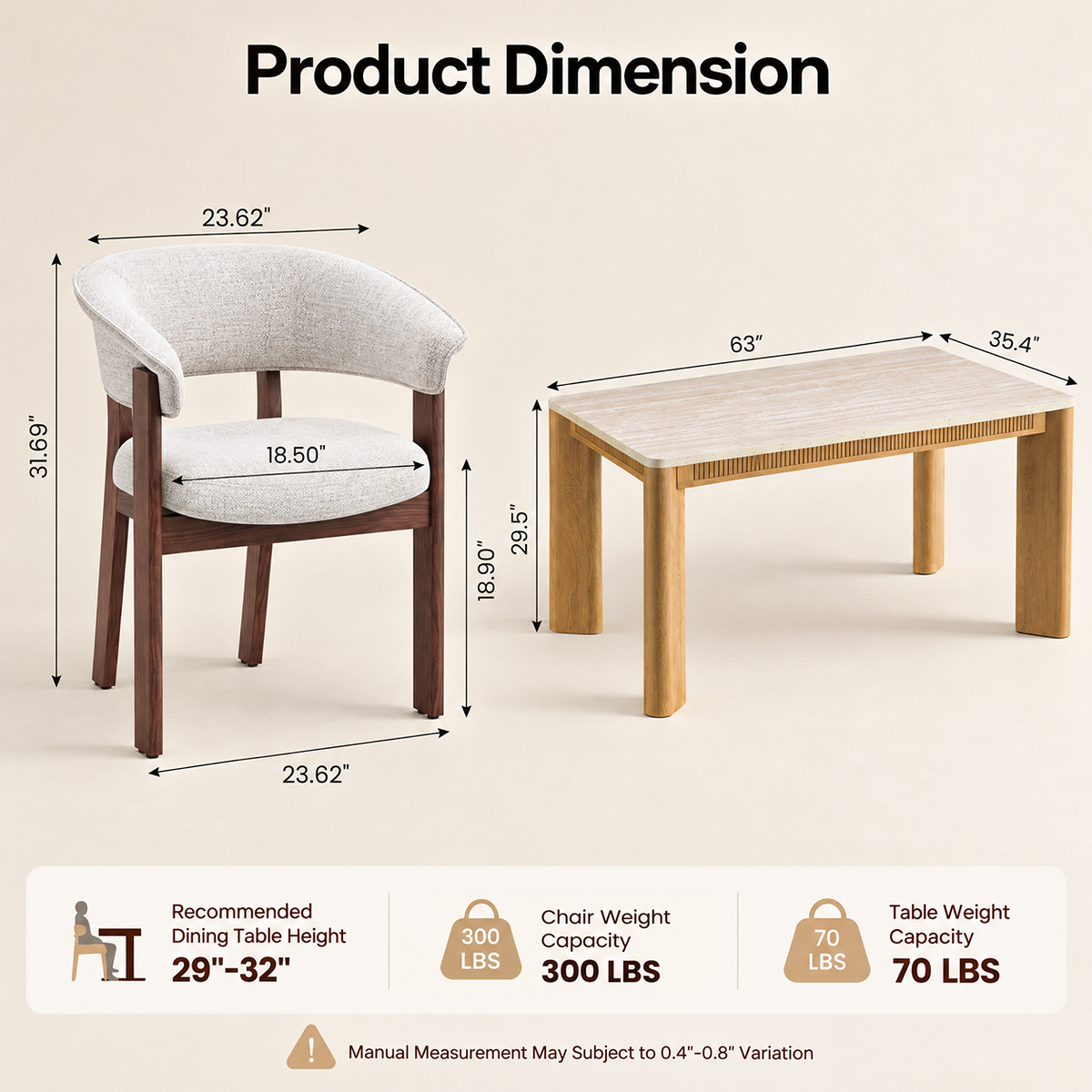 COLAMY VERSE 63" Dining Table with HALO Luxe Dining Chairs Set
