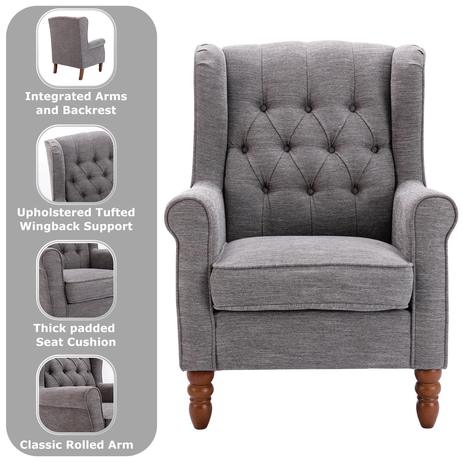 COLAMY Mid-Century Modern Wingback Accent Chair - Set of 1 or 2