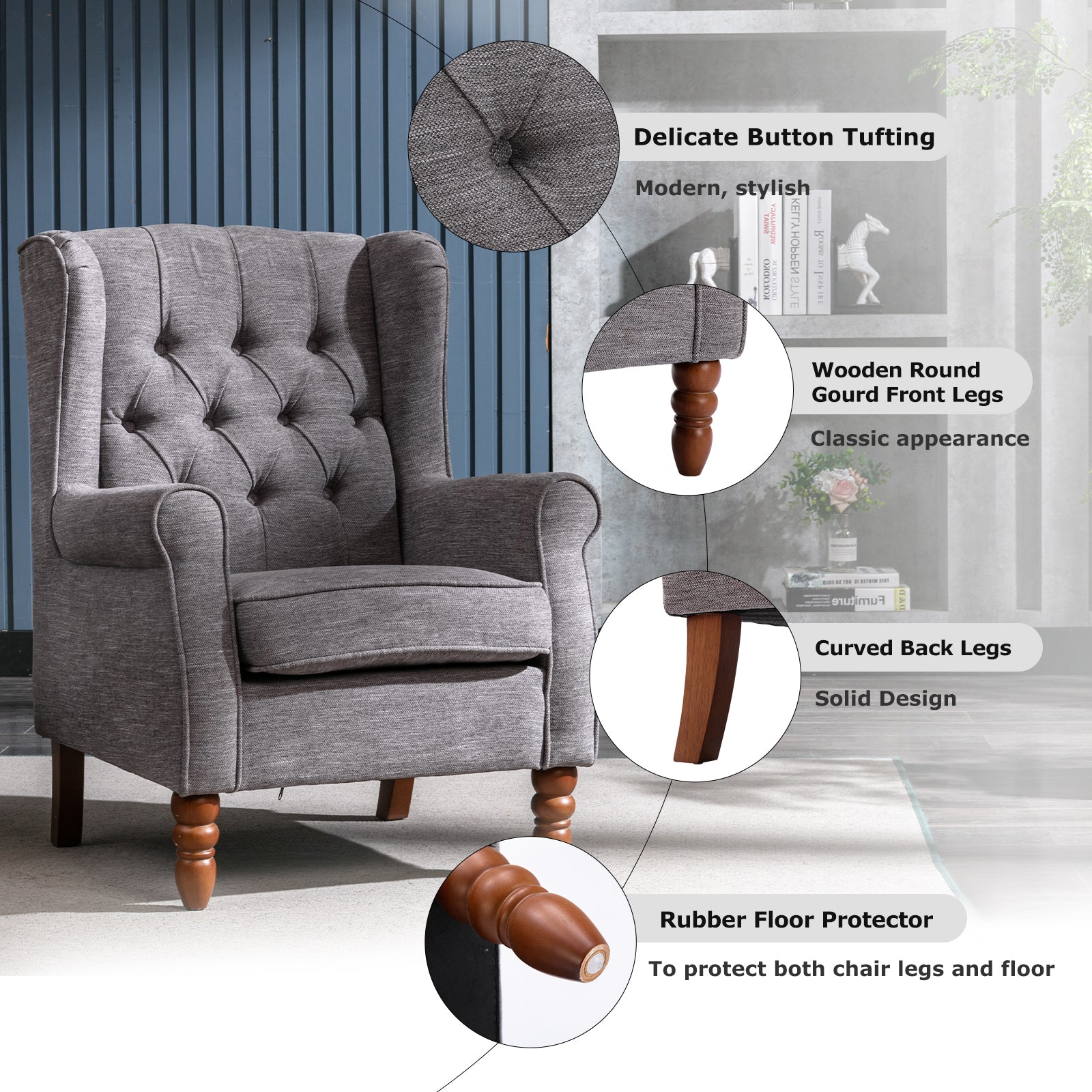 COLAMY Mid-Century Modern Wingback Accent Chair - Set of 1 or 2