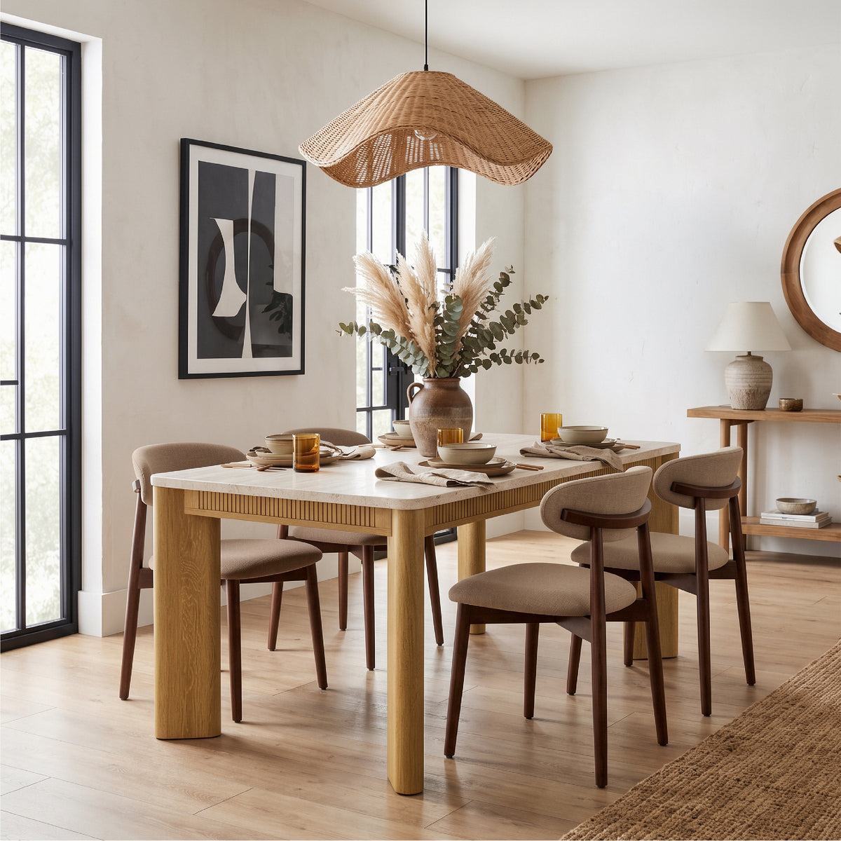 COLAMY VERSE 63" Dining Table with NOYA Dining Chairs Set for 4-6