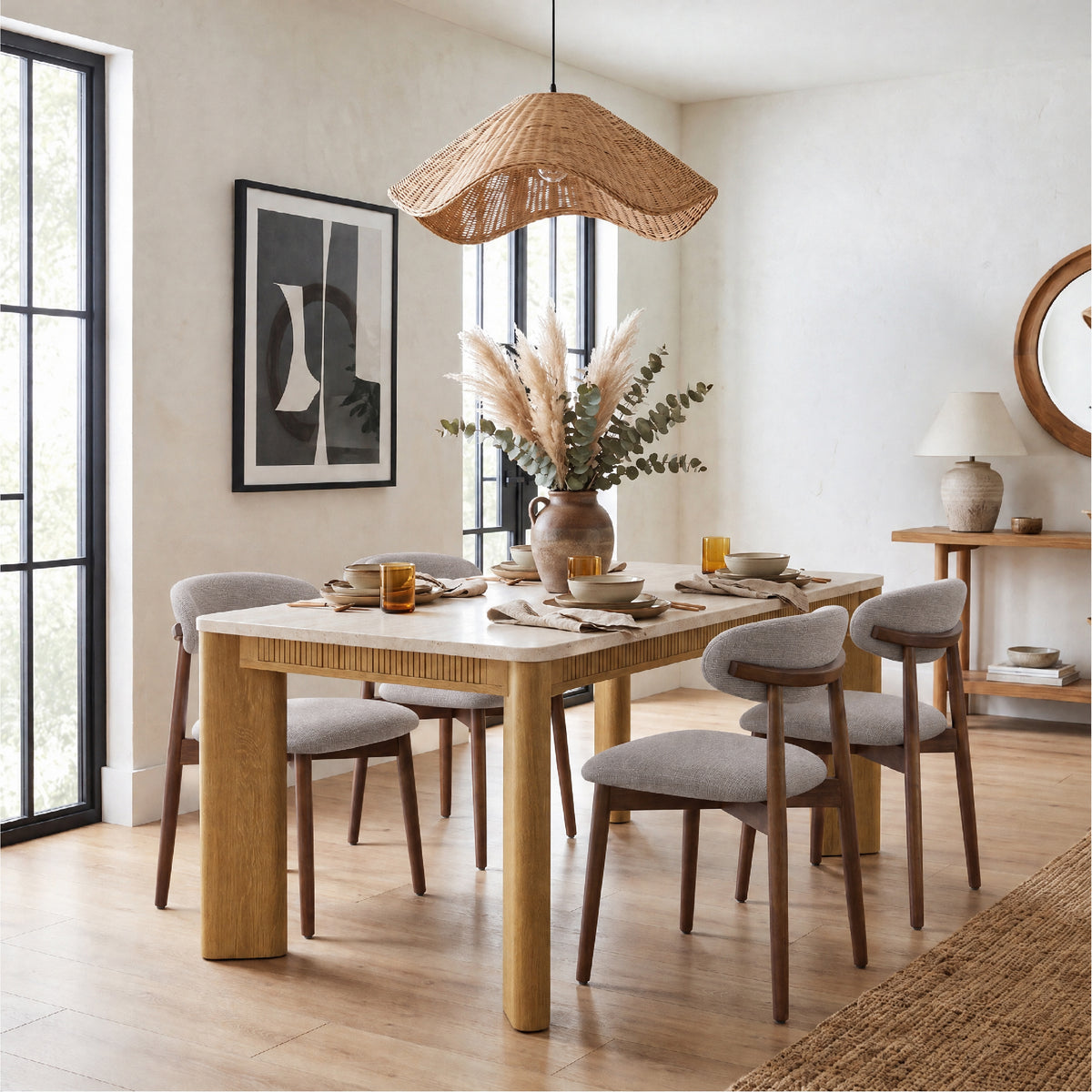 COLAMY VERSE 63" Dining Table with NOYA Dining Chairs Set for 4-6