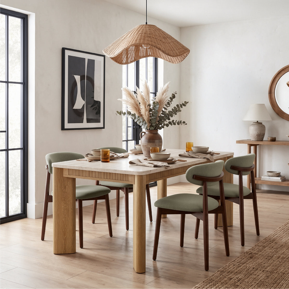 COLAMY VERSE 63" Dining Table with NOYA Dining Chairs Set for 4-6