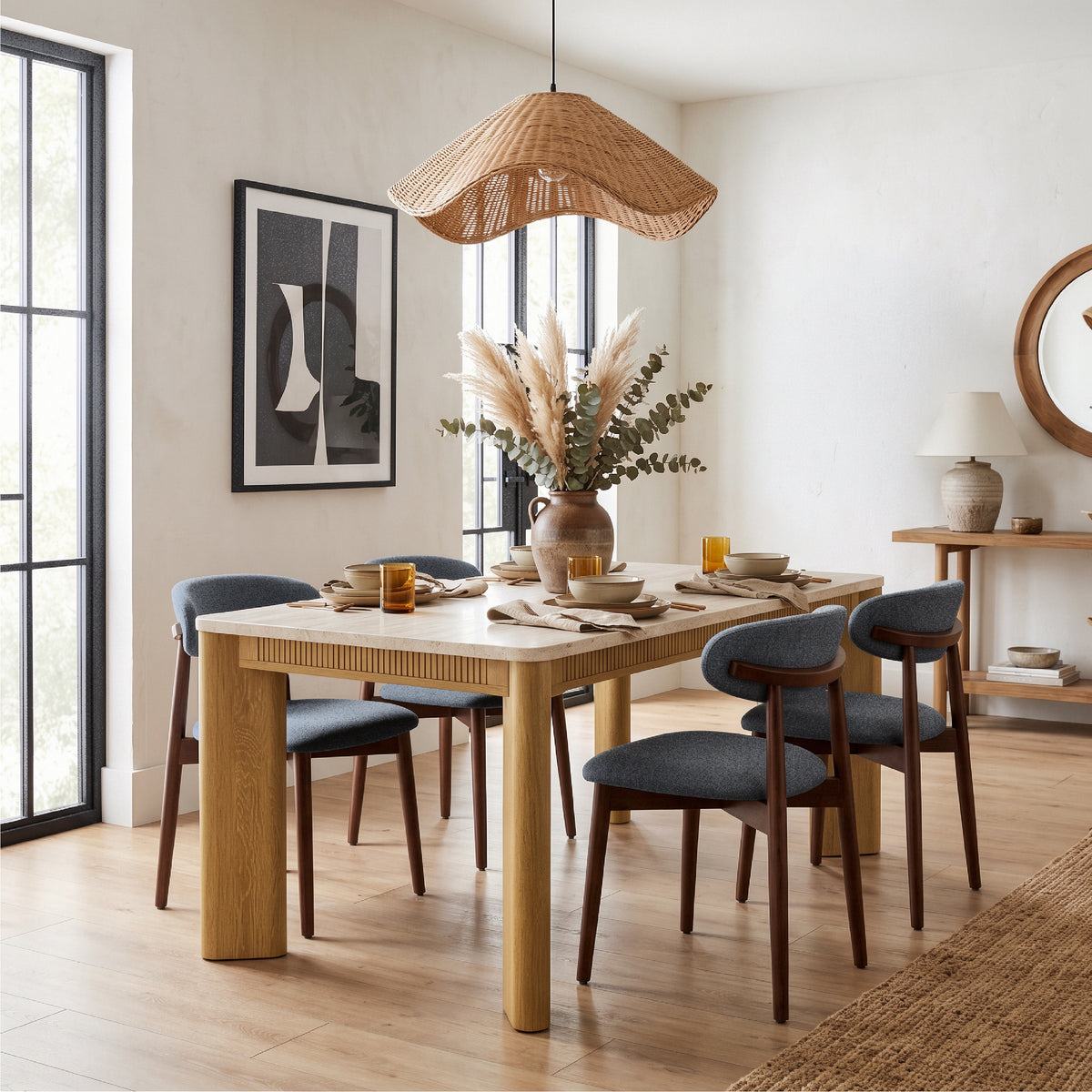 COLAMY VERSE 63" Dining Table with NOYA Dining Chairs Set for 4-6