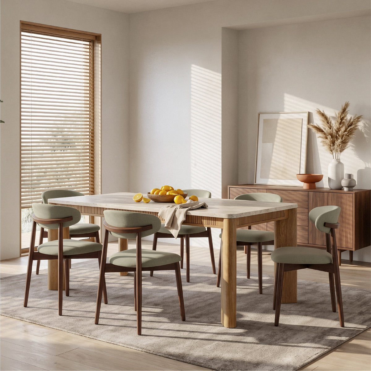 COLAMY VERSE 63" Dining Table with NOYA Dining Chairs Set for 4-6