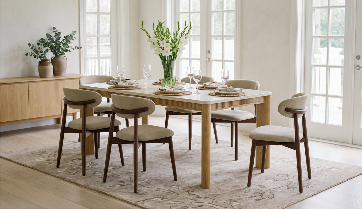 COLAMY VERSE 63" Dining Table with NOYA Dining Chairs Set for 4-6
