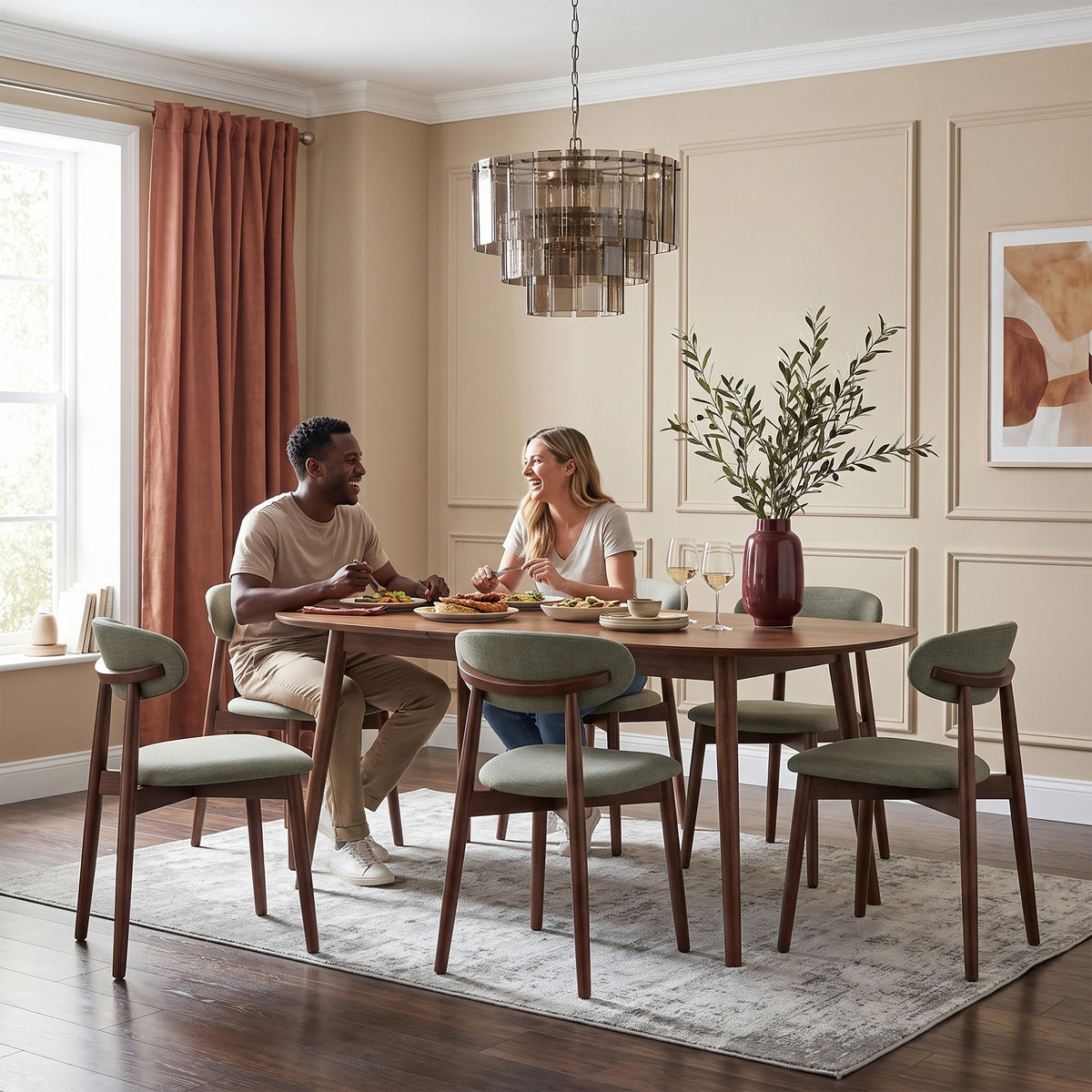 COLAMY NOYA Mid-Century Modern Dining Chair - Upholstered Accent Chair for Kitchen & Dining Room
