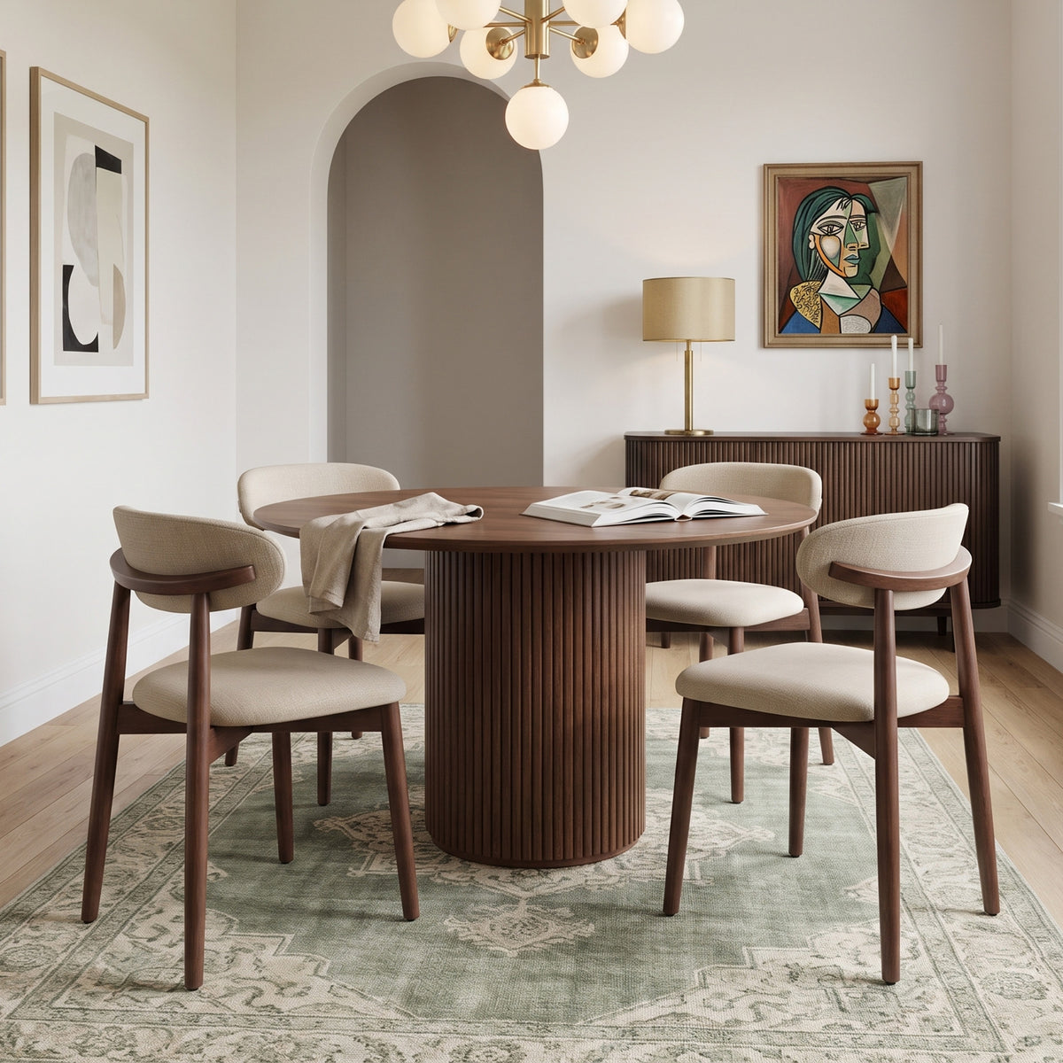 COLAMY NOYA Mid-Century Modern Dining Chair - Upholstered Accent Chair for Kitchen & Dining Room