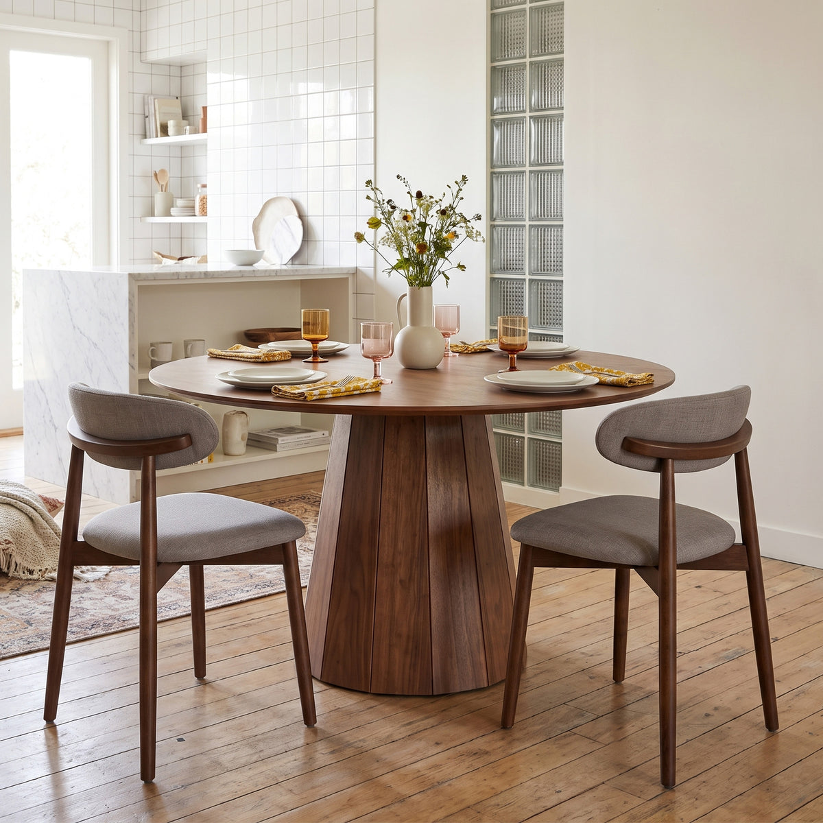 COLAMY NOYA Mid-Century Modern Dining Chair - Upholstered Accent Chair for Kitchen & Dining Room