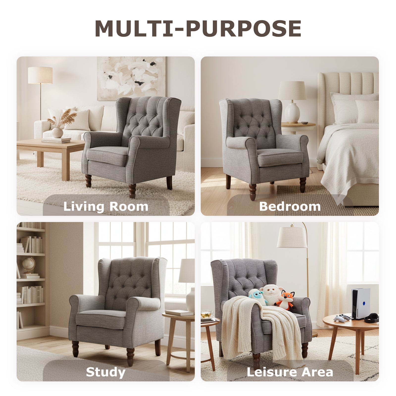 COLAMY Mid-Century Modern Wingback Accent Chair - Set of 1 or 2