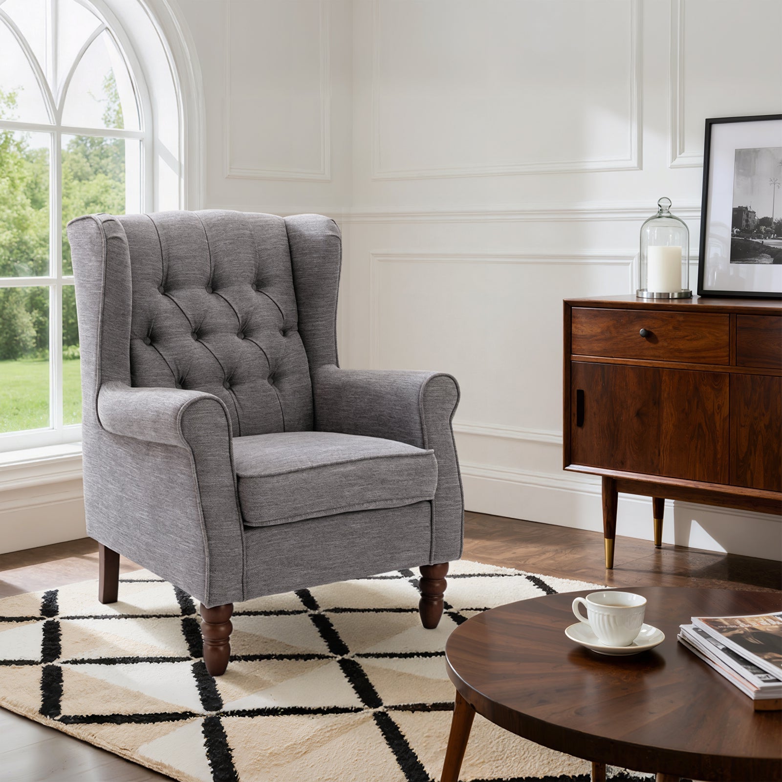 COLAMY Mid-Century Modern Wingback Accent Chair - Set of 1 or 2