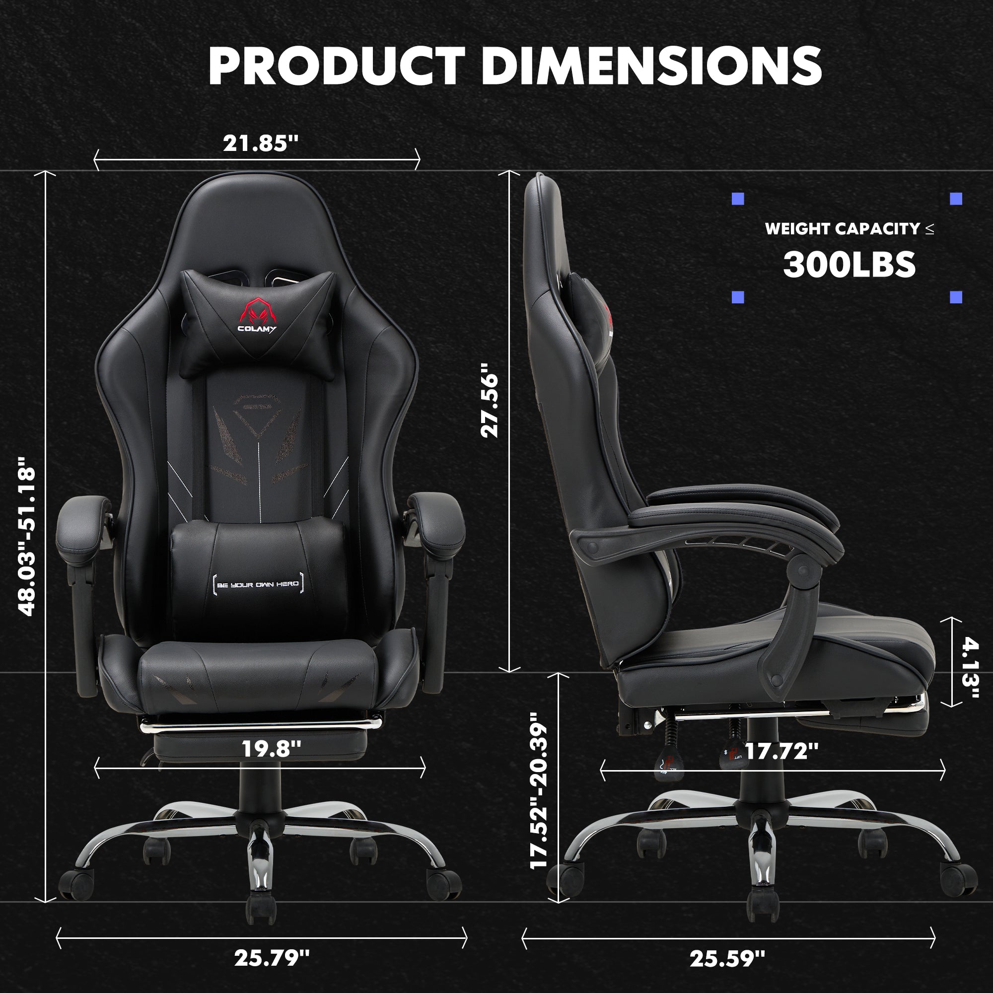 COLAMY PU Leather Gaming Chair Cap.300 Model.6703