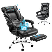 COLAMY Leather 300lbs Office Chair Reclining Gaming Chair with Footrest Model.6754